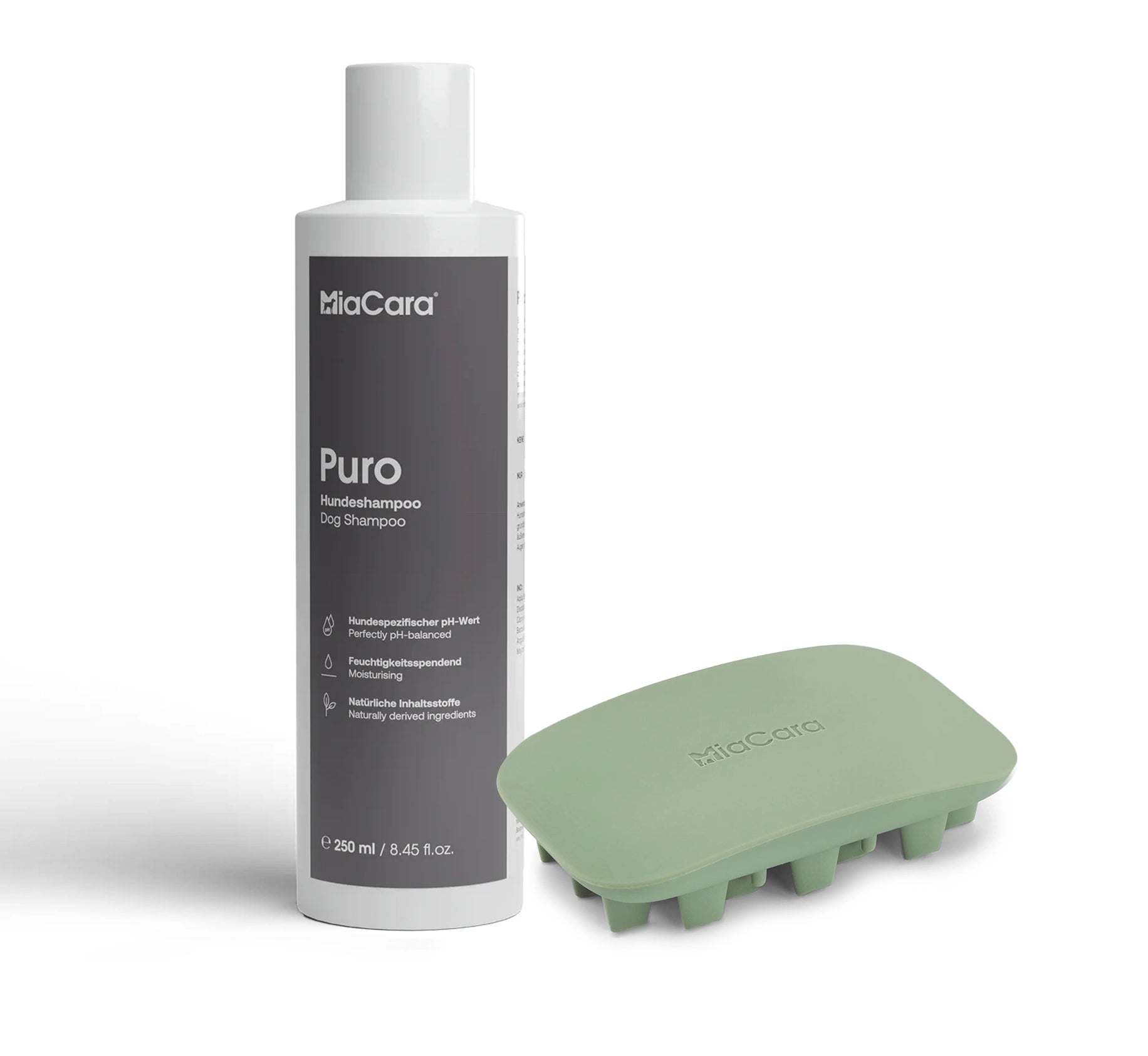 Bundle: MiaCara Puro Hundeshampoo & Pelo Hundebürste Dusty Green