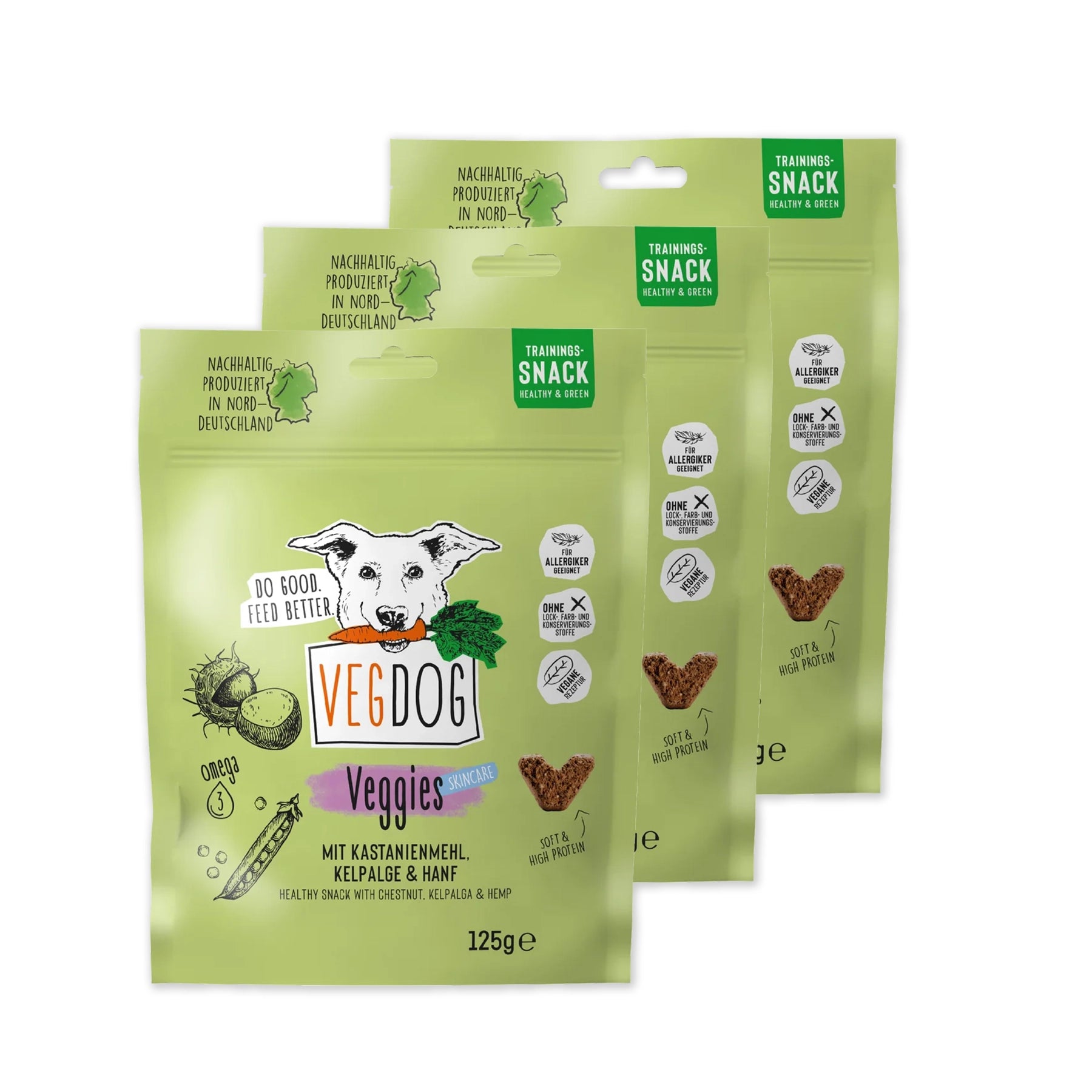 Bundle VEGDOG Veggies Skincare Hundesnack pflanzlich für Allergiker