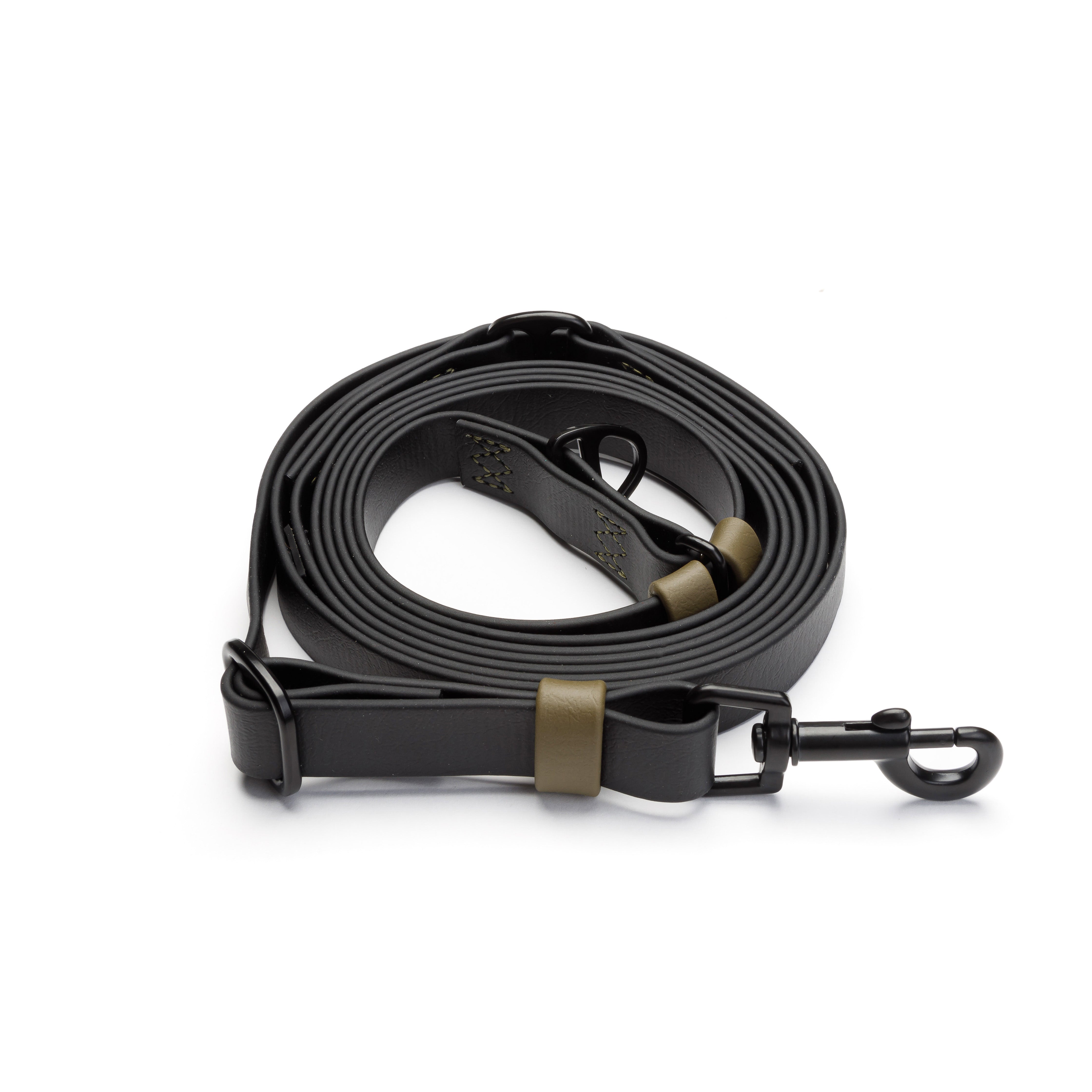 Cloud7 Freihandleine BioThane Ipanema Schwarz-Olive Hundeleine