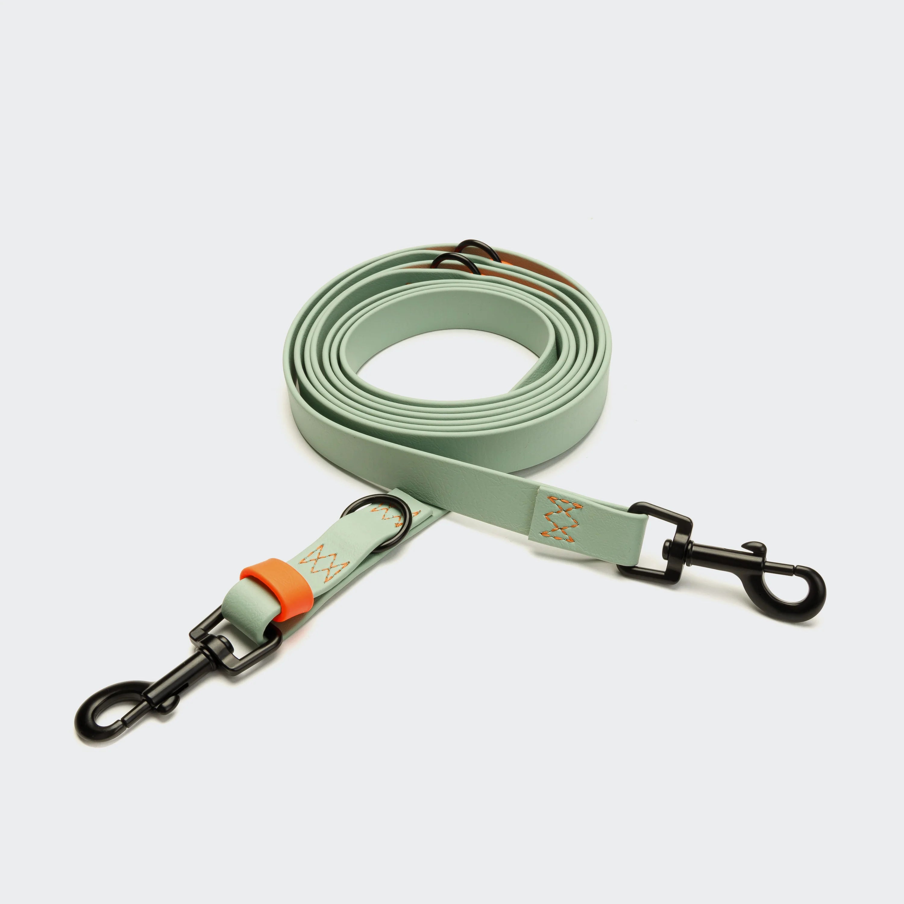 Cloud7 Hundeleine verstellbar BioThane Ipanema Mint-Neon Orange Hundeleine verstellbar vegan Leder