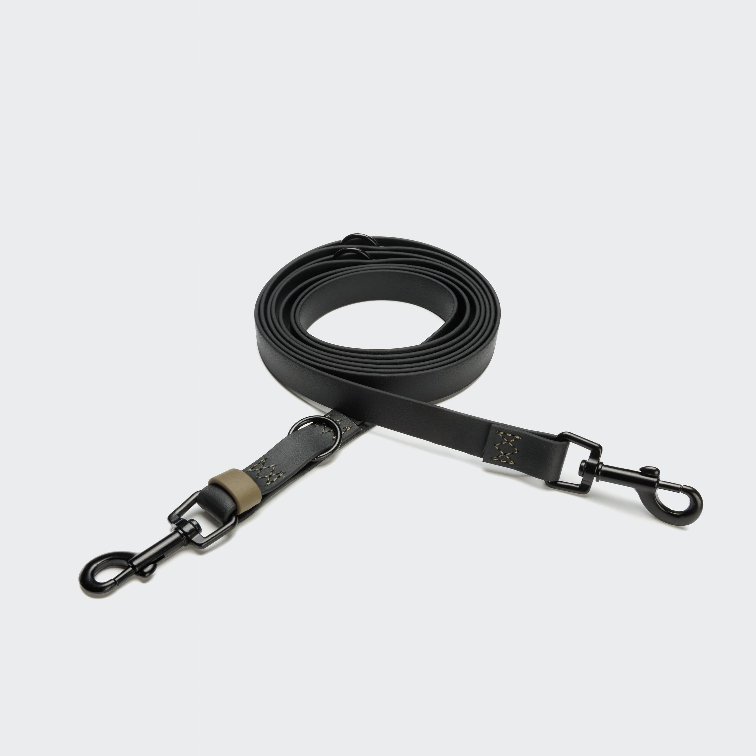 Cloud7 Hundeleine BioThane Ipanema Schwarz Olive verstellbare Hundeleine