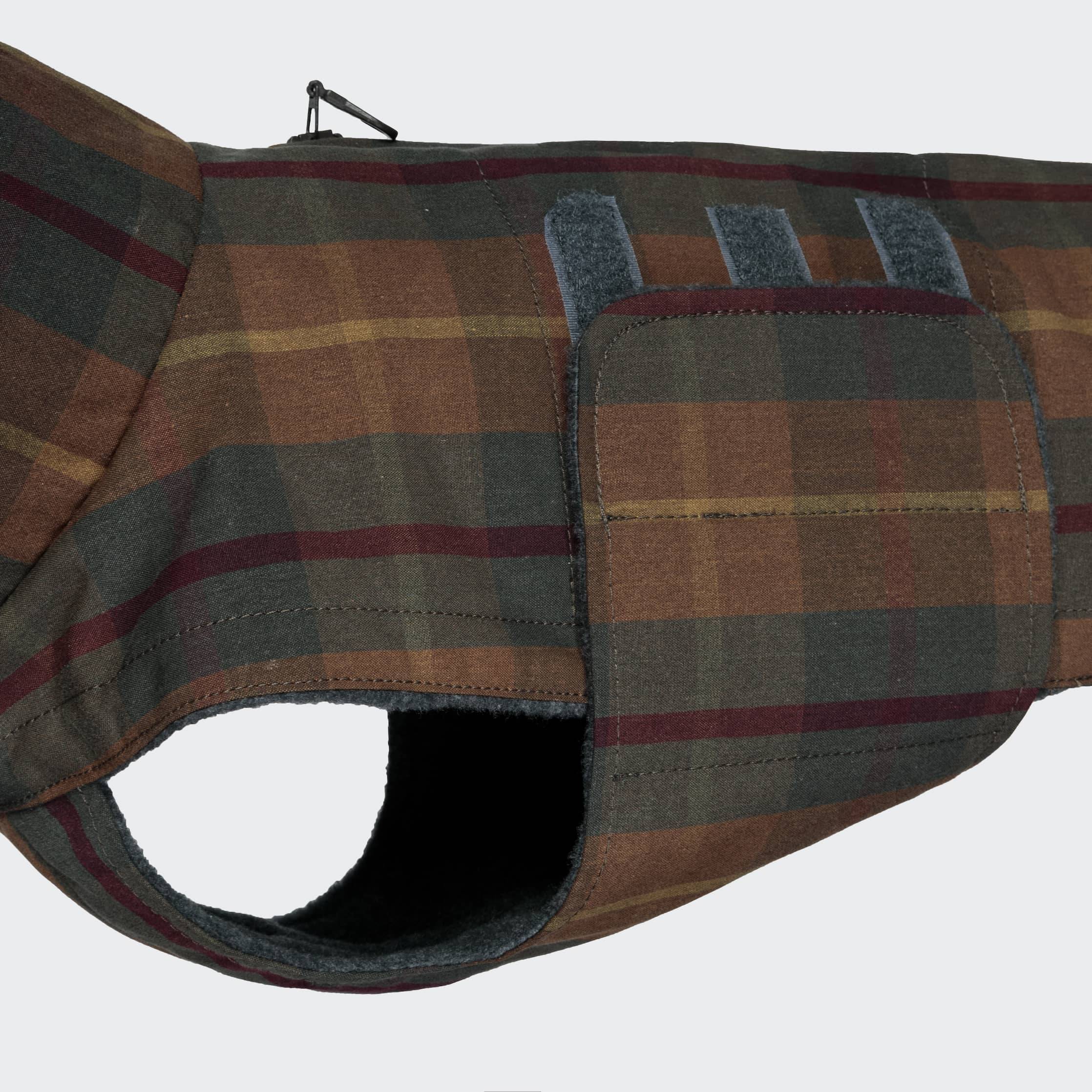 Cloud7 Hundemantel Brooklyn Dackel Waxed Tartan Karierter Hundemantel fuer Dackel mit Klettverschluss