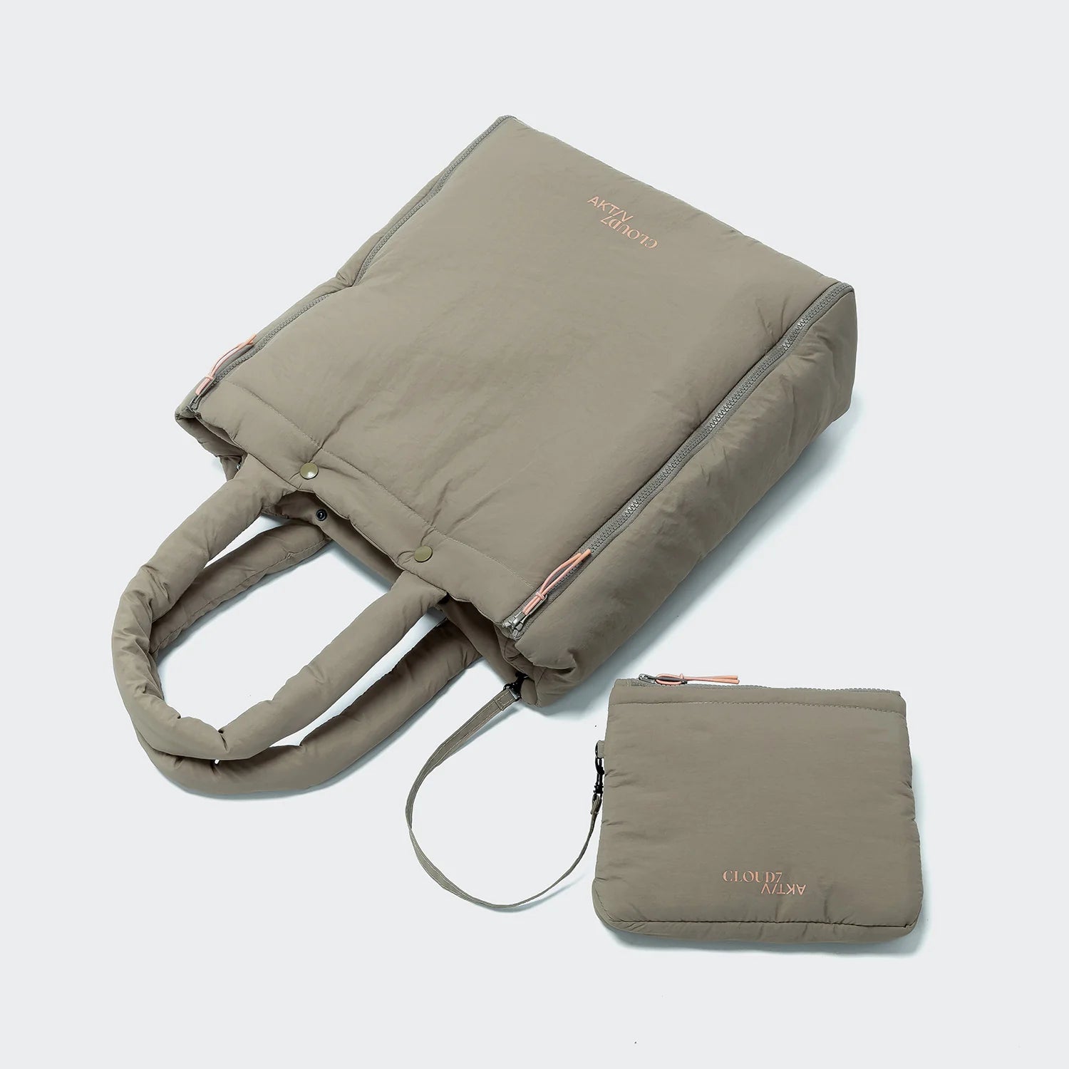 Cloud7 Hundereisebett Tote Bag Aktiv Puffer Khaki Peach Hundereisebett wasserabweisend