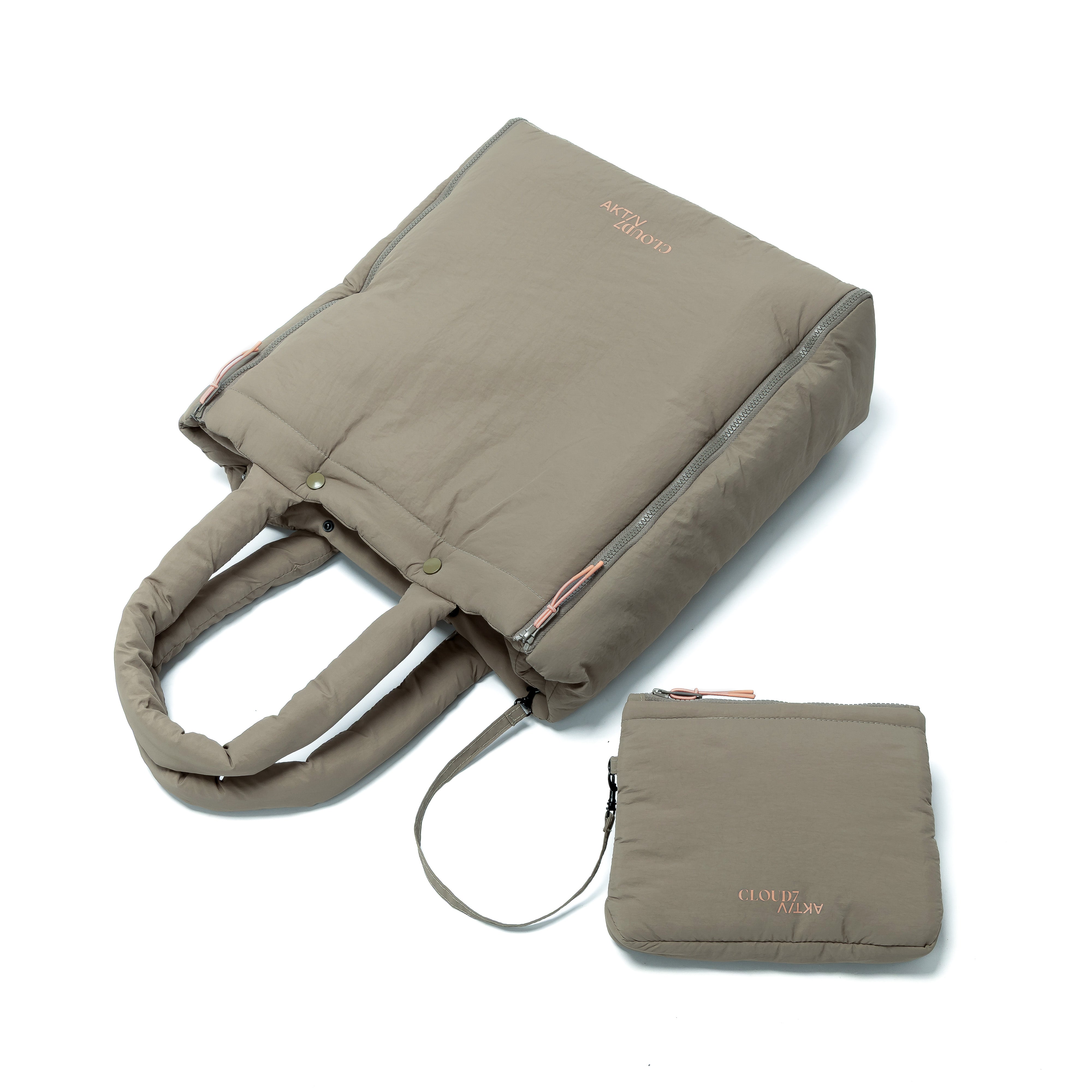 Cloud7 Hundereisebett & Tote Bag AKTIV Puffer Khaki/Peach Hudnereisedecke