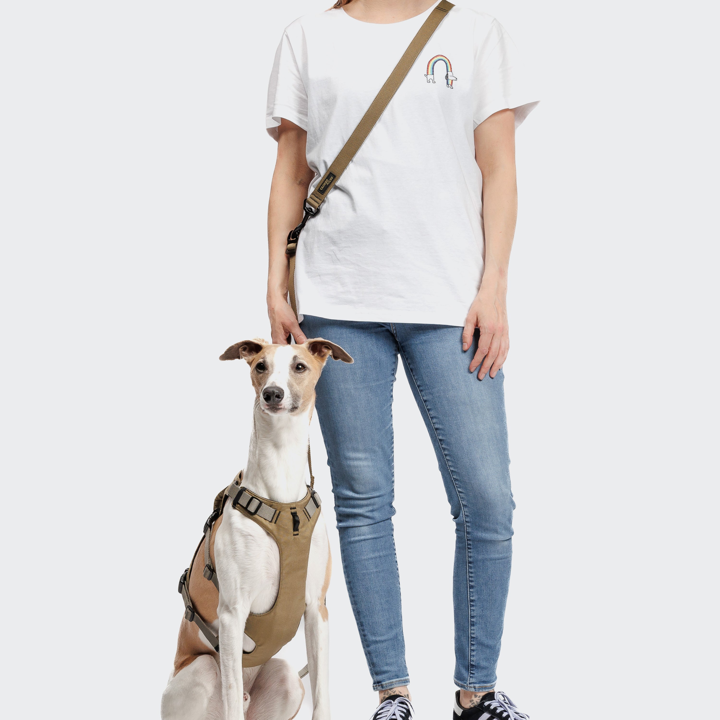 Cloud7 Y-Safe-Harness Khaki / Grey Sicherheitsgeschirr mit Griff für Hunde