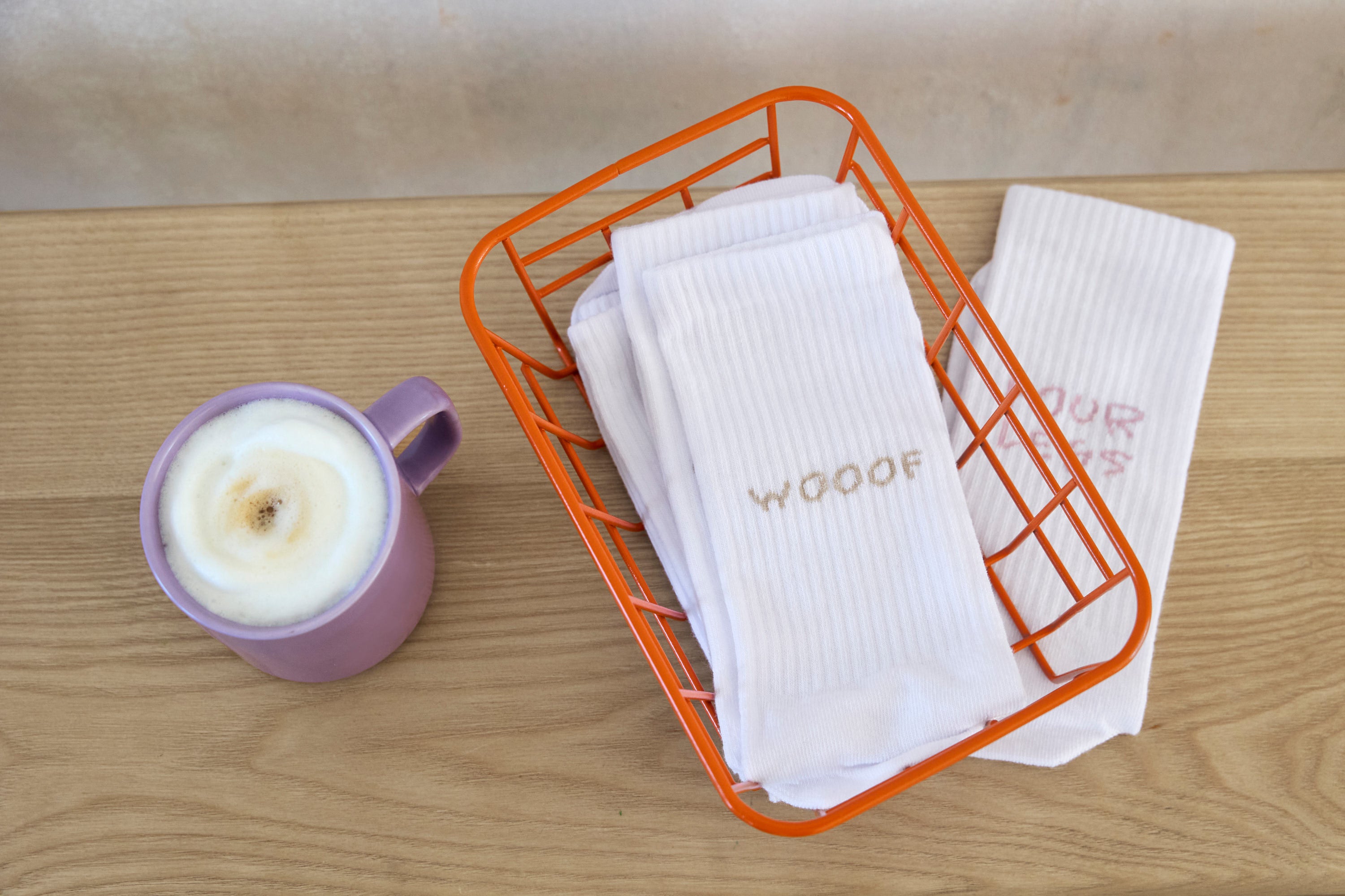 Tennis Socken GOTS Lettering Lemon Orchid