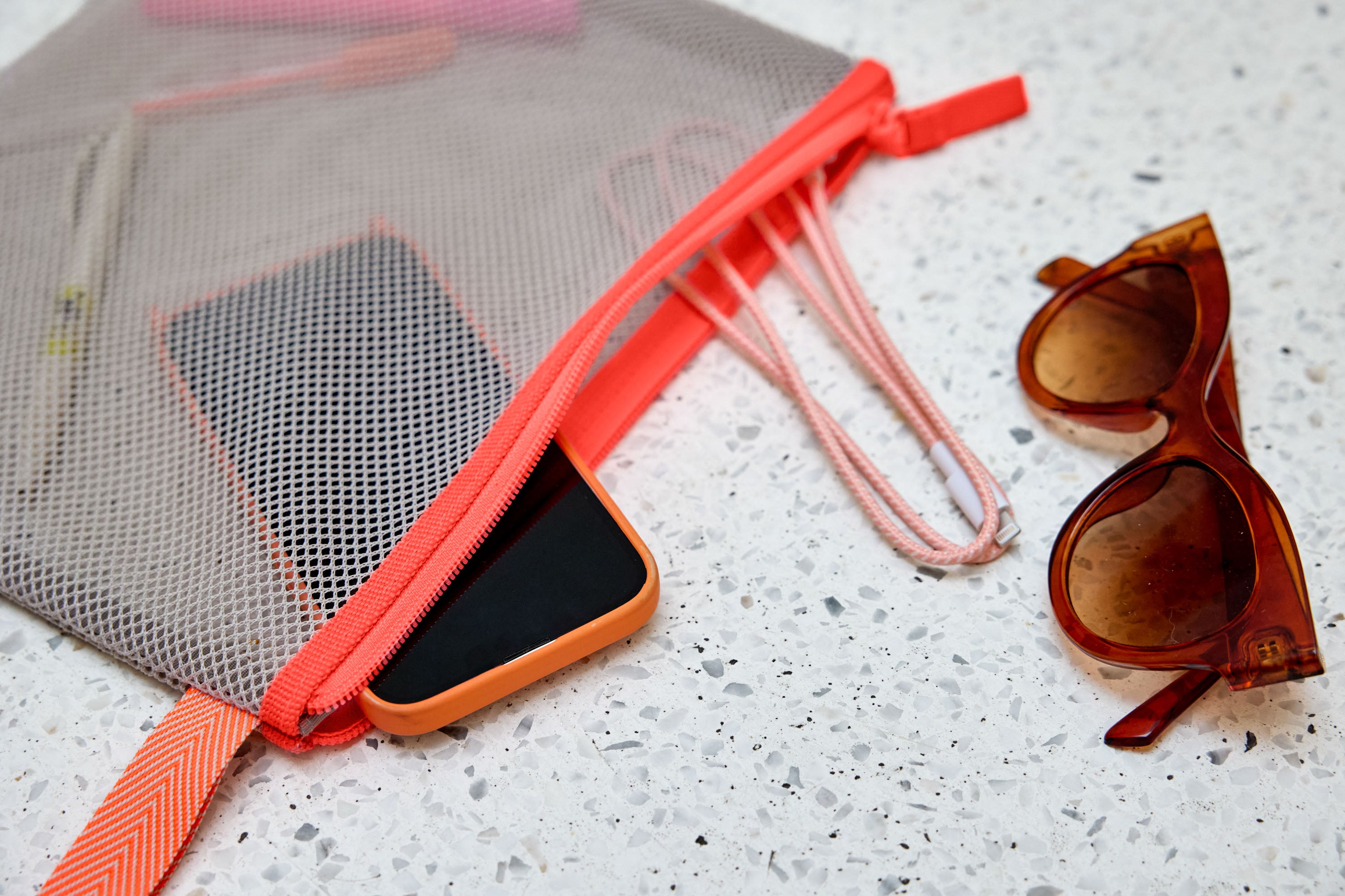 LÄSSIG Netztasche Mesh Bags Neon Orange Netztaschen für Zubehör