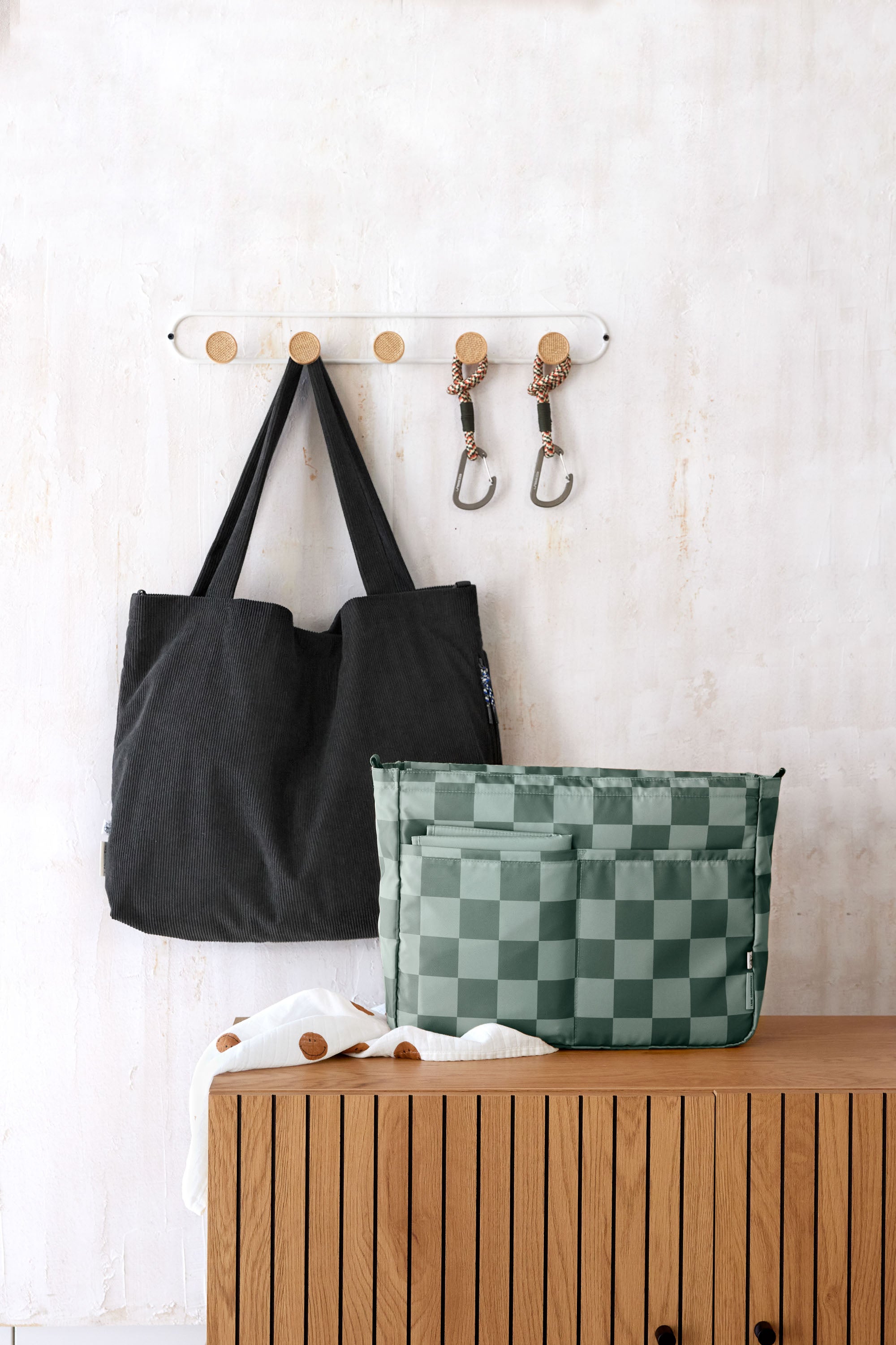 LÄSSIG Shopper MIX Cord Schwarz Einkaufstasche für unterwegs wasserabweisend