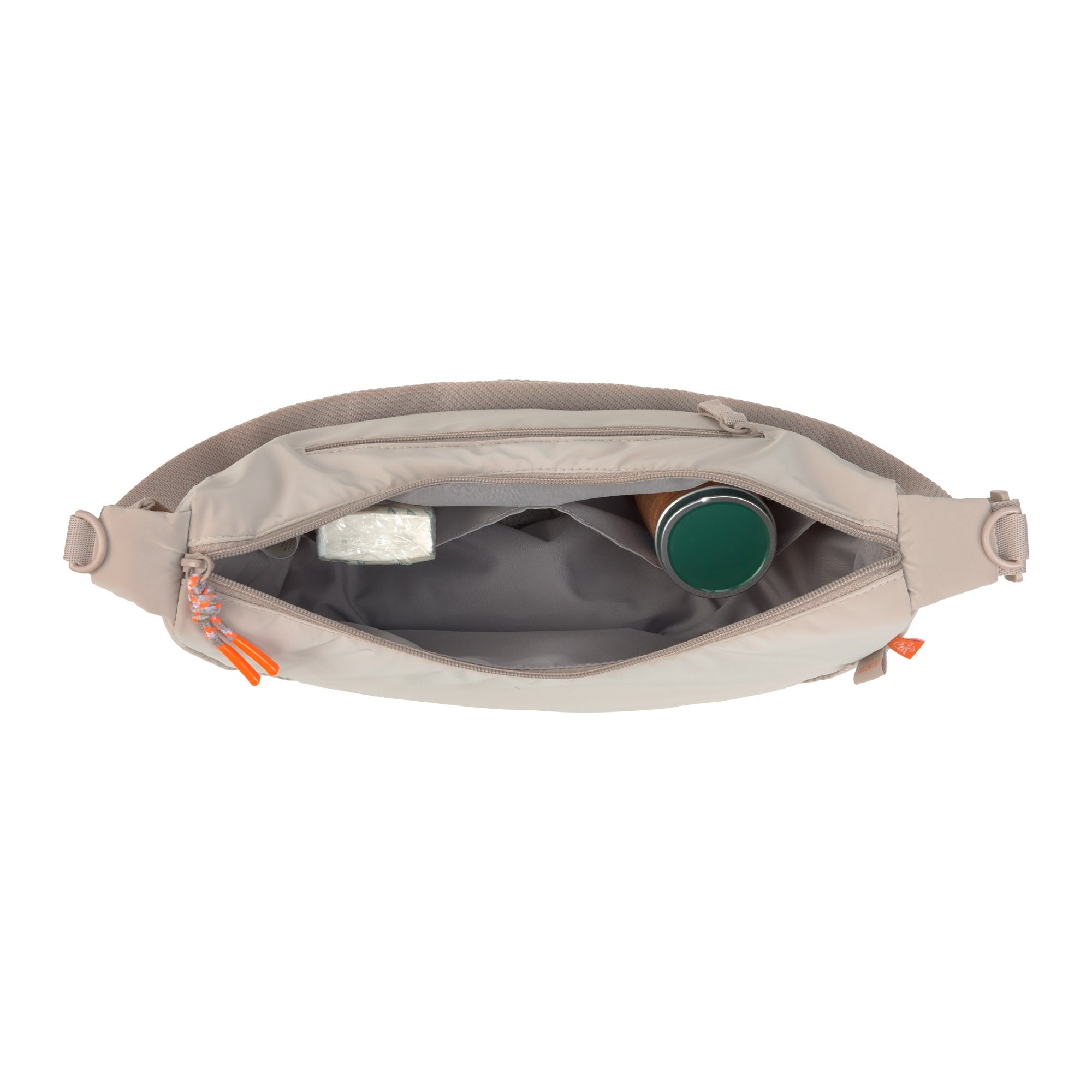 LÄSSIG Umhängetasche Stretch Up Bum Bag Beige Umhängetasche Befestigung Kinderwagen