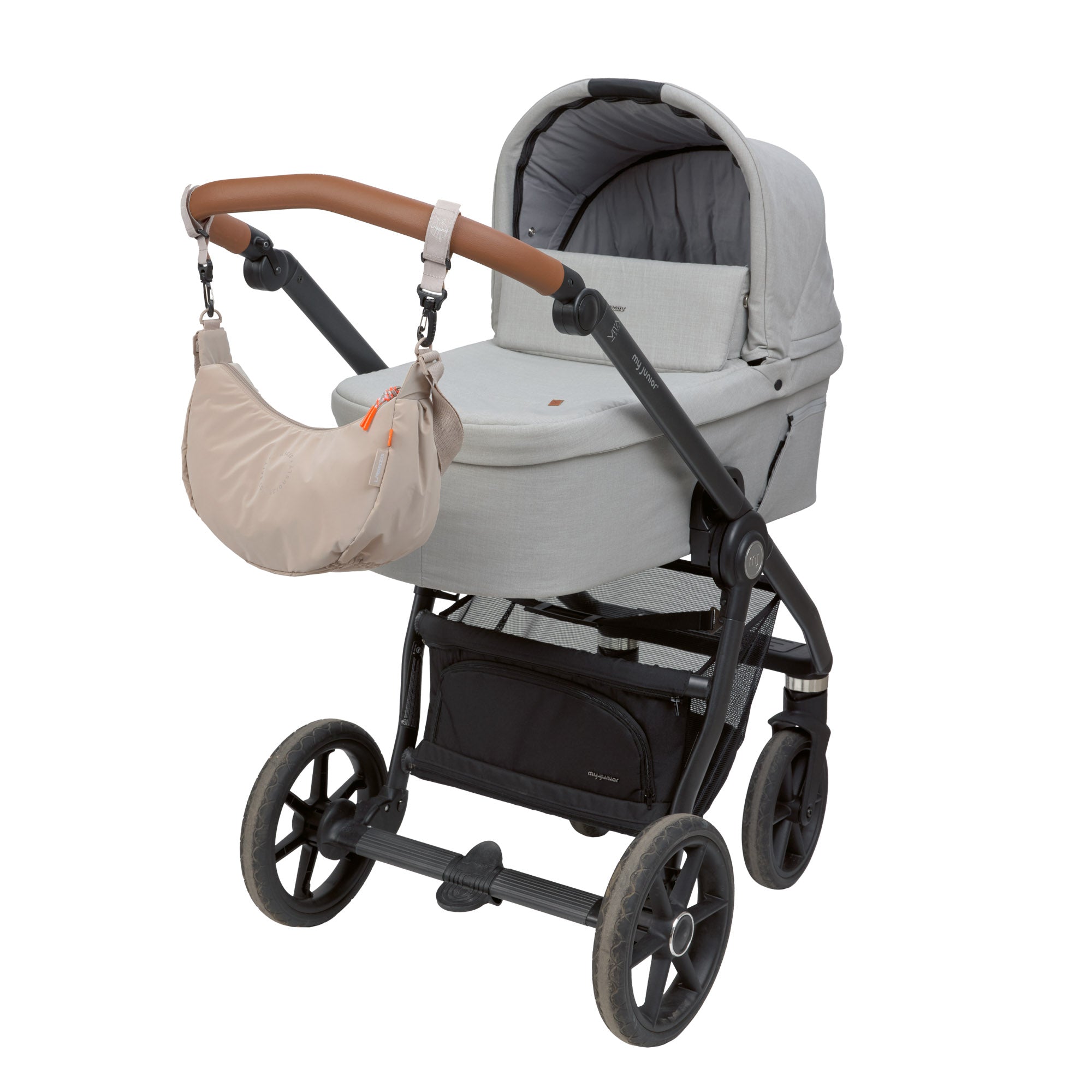 LÄSSIG Umhängetasche Stretch Up Bum Bag Beige Umhängetasche für unterwegs Befestigung Kinderwagen wasserabweisend