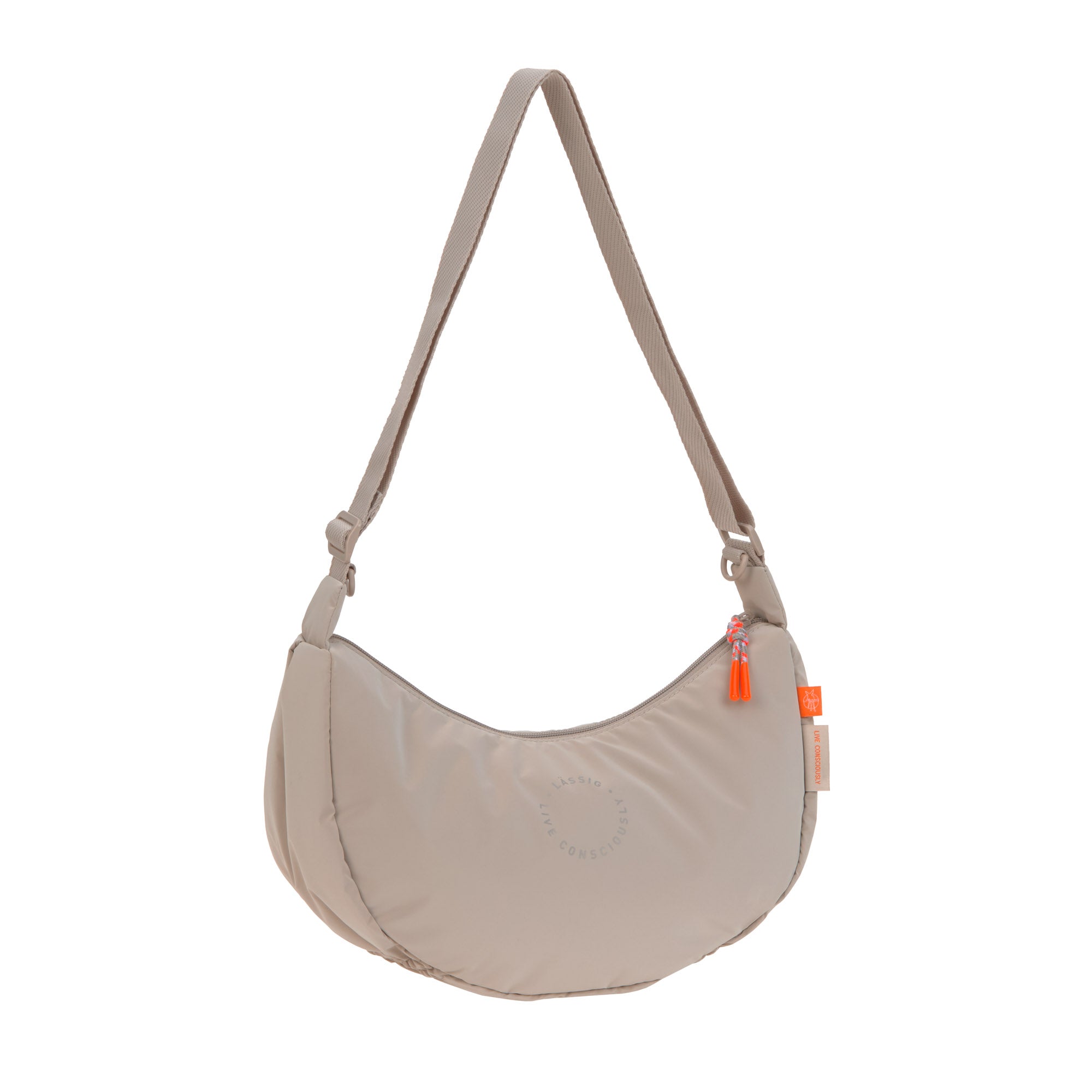 LÄSSIG Umhängetasche Stretch Up Bum Bag Beige Wickeltasche für Eltern Kinderwagen
