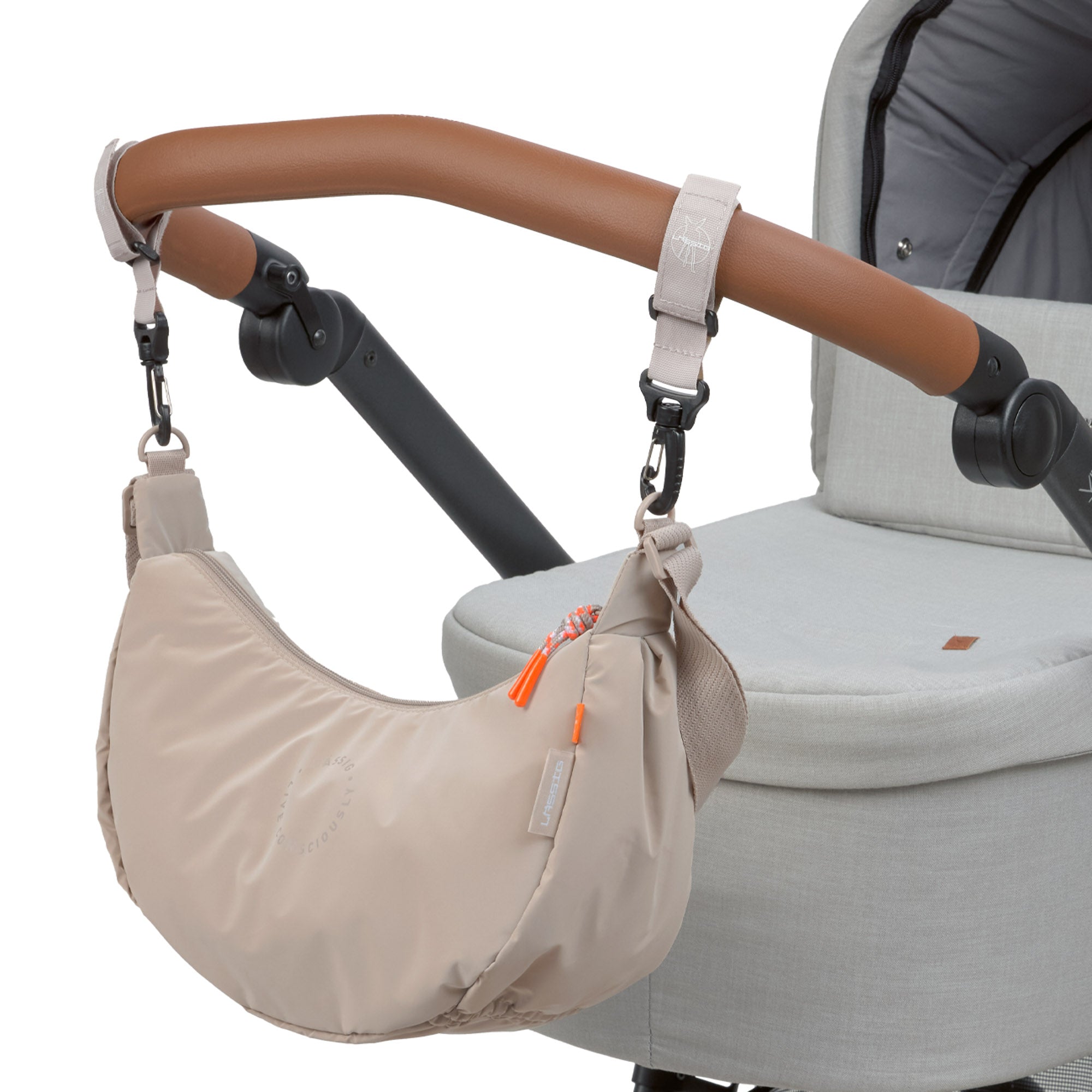 LÄSSIG Umhängetasche Stretch Up Bum Bag Beige Wickeltasche für unterwegs
