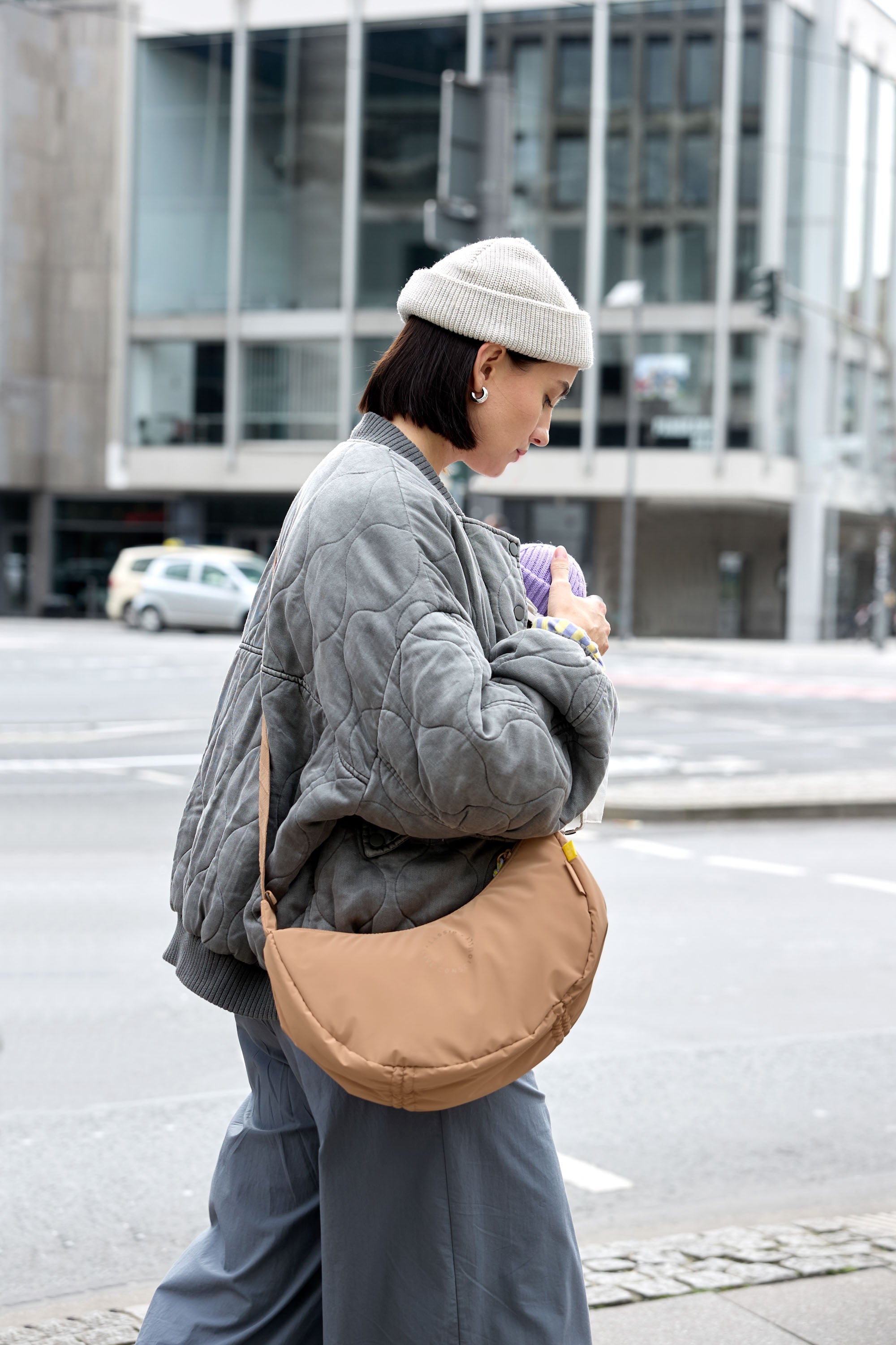 LÄSSIG Umhängetasche Stretch Up Bum Bag Braun Equipmenttasche Kinderwagen wasserabweisend