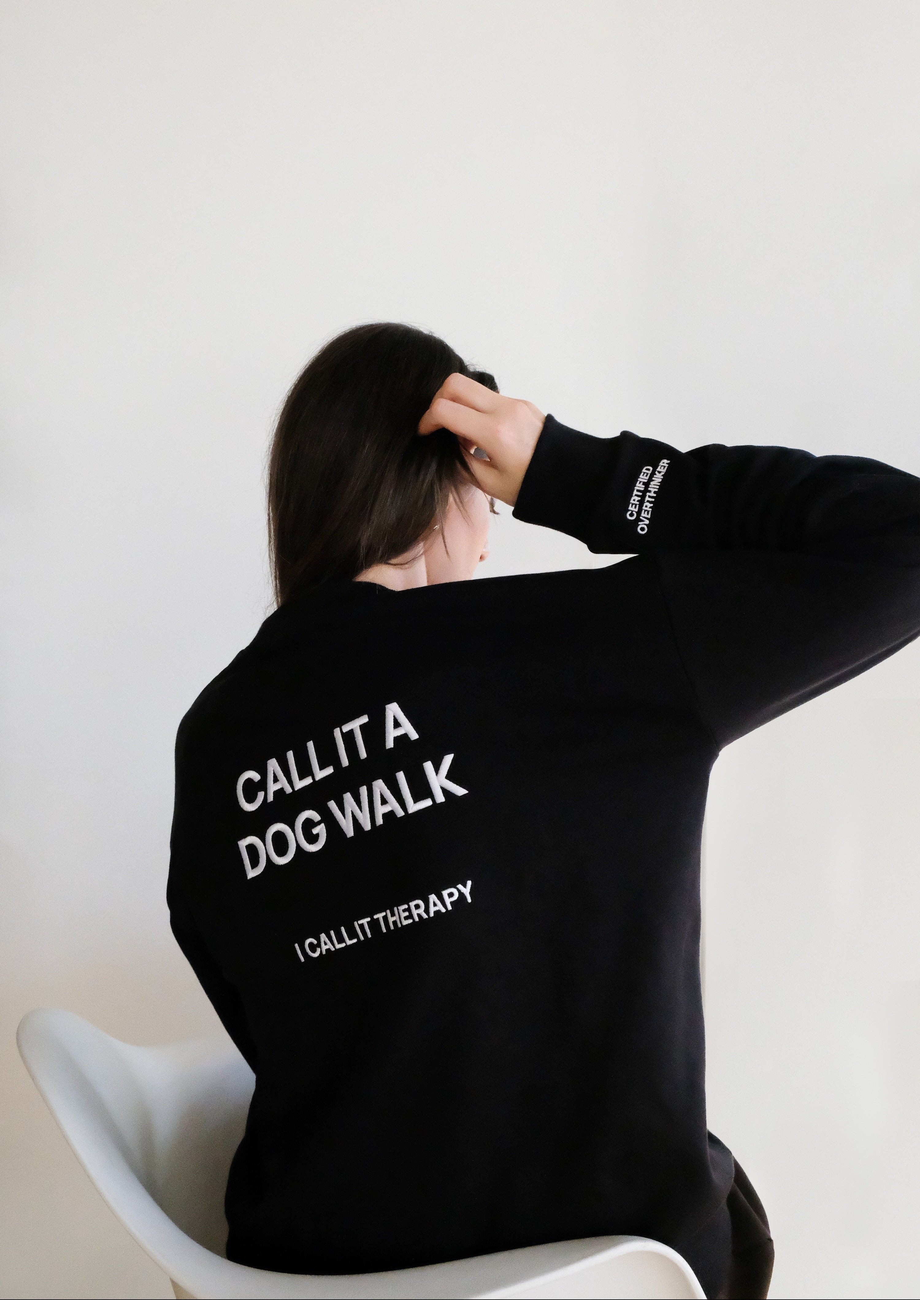 LEVEY PULLOVER BLACK - CALL IT A DOG WALK I CALL IT THERAPY Sweater Hoodie für Hundebesitzer Pullover mit Hund