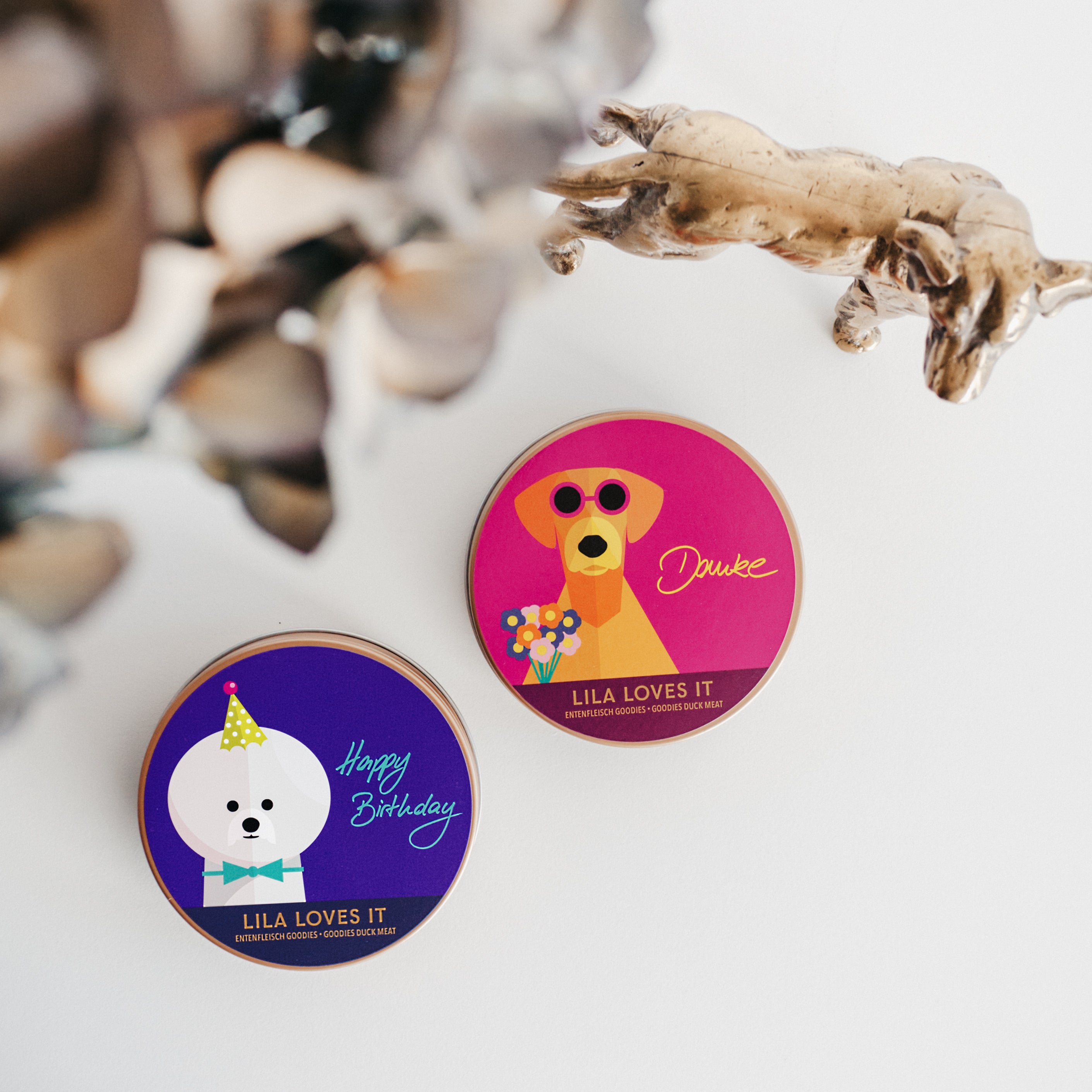 LILA LOVES IT Geschenk Goodies Danke Happy Birthday Ente Hundeleckerli fuers Training