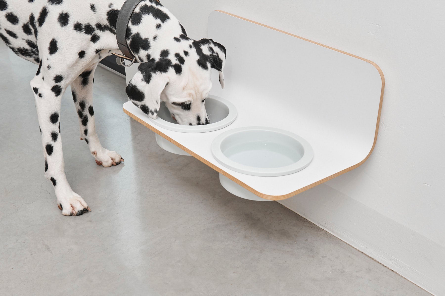 MiaCara Arco Napfhalter Holz Laminat Weiss Porzellan verstellbare Napfwandhalterung