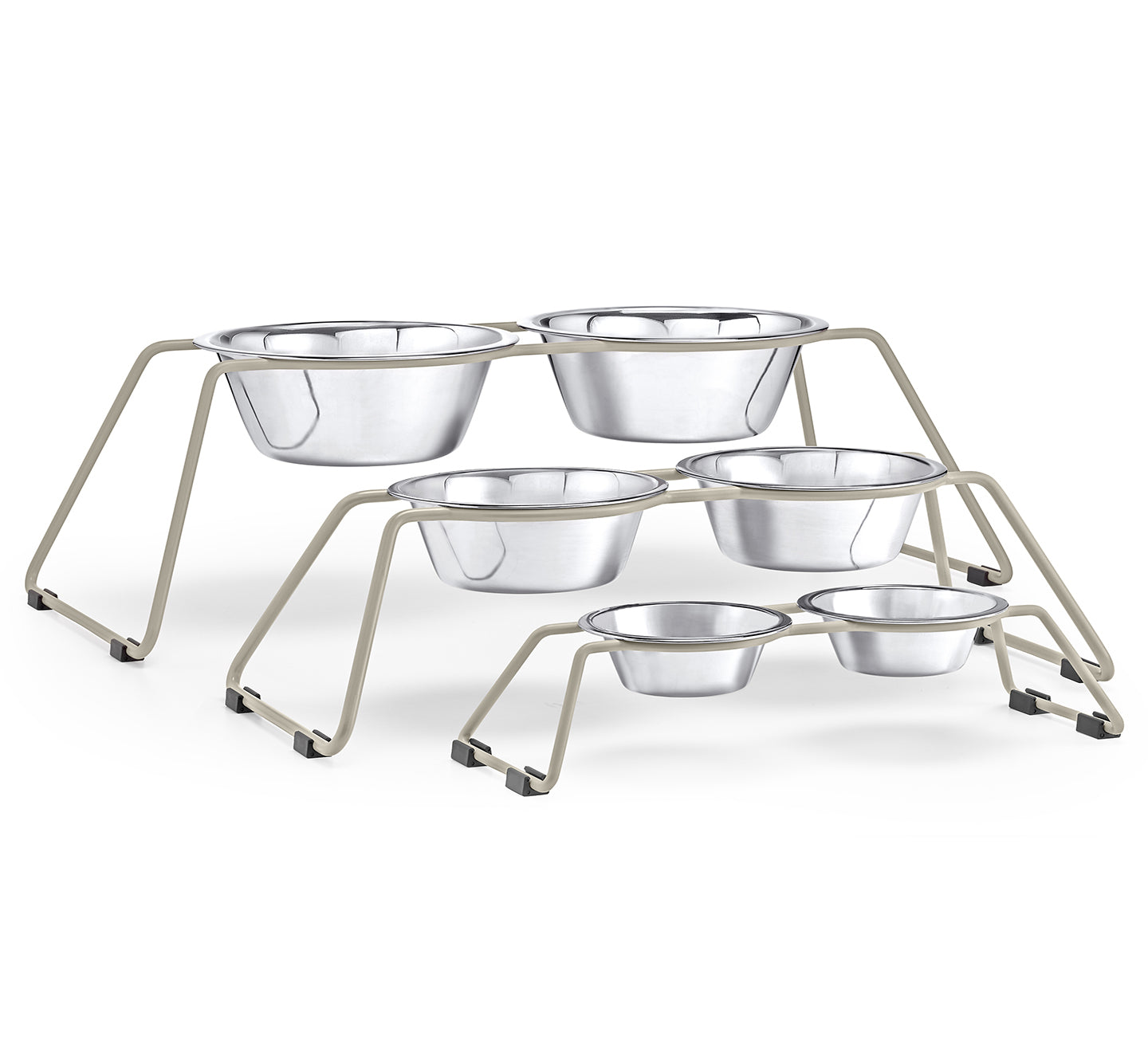 MiaCara Cena Napfständer Greige mit Edelstahlnäpfen Hundenapfständer