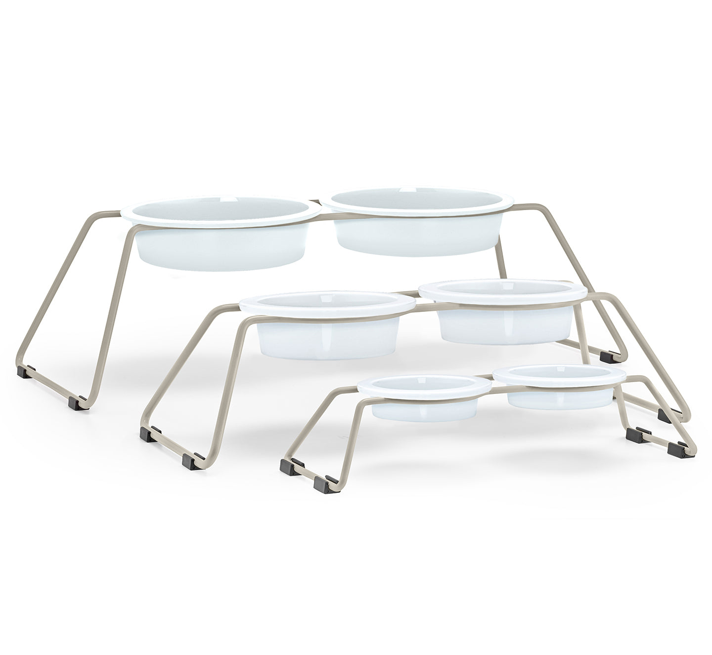 MiaCara Cena Napfständer Greige mit Porzellannäpfen Hundenapfständer für kleine Hunde