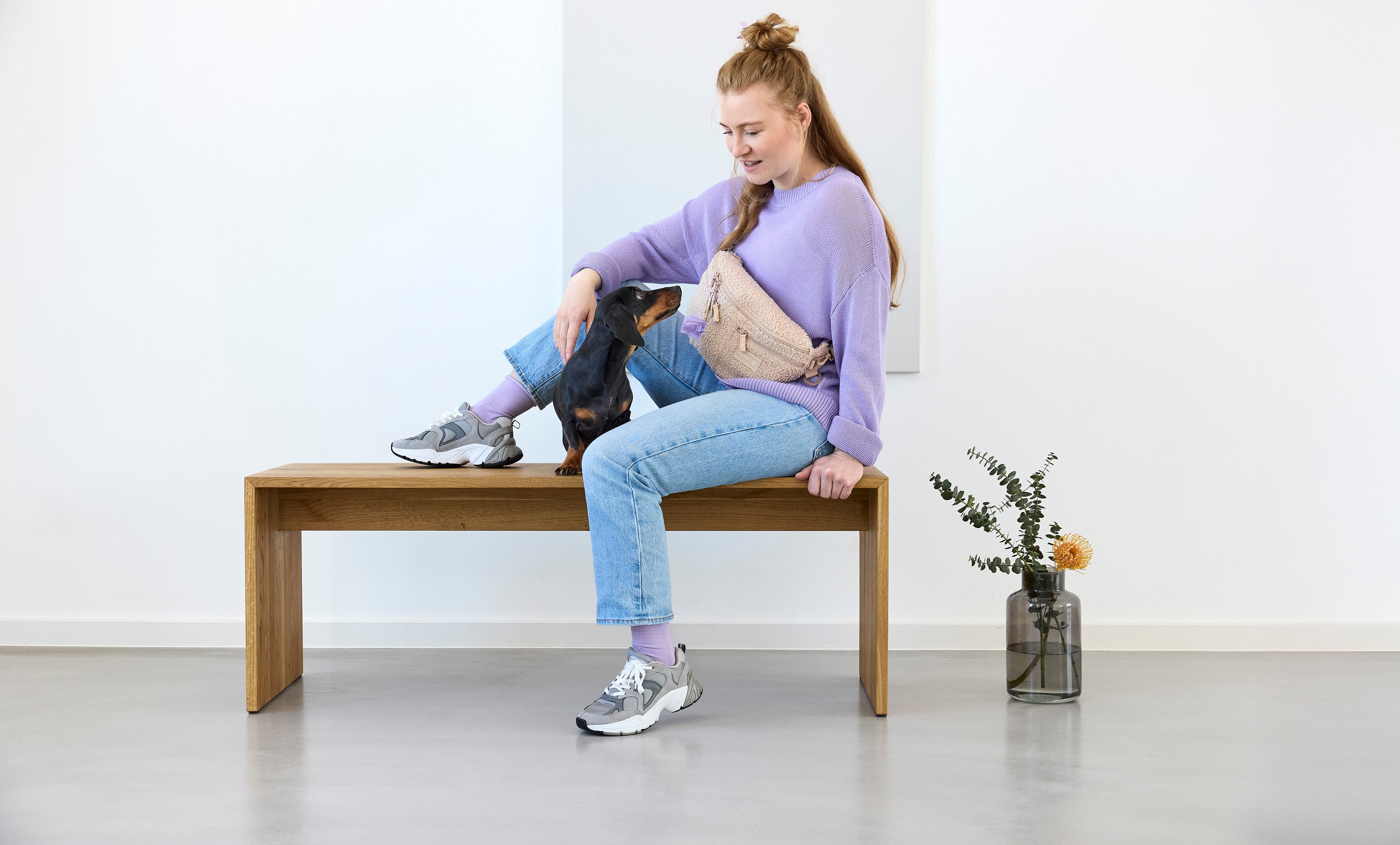 PALOPA Hunde Leckerlibeutel Teddy-Fleece Beige - Limited Edition Bauchtasche Bouclé Teddystoff