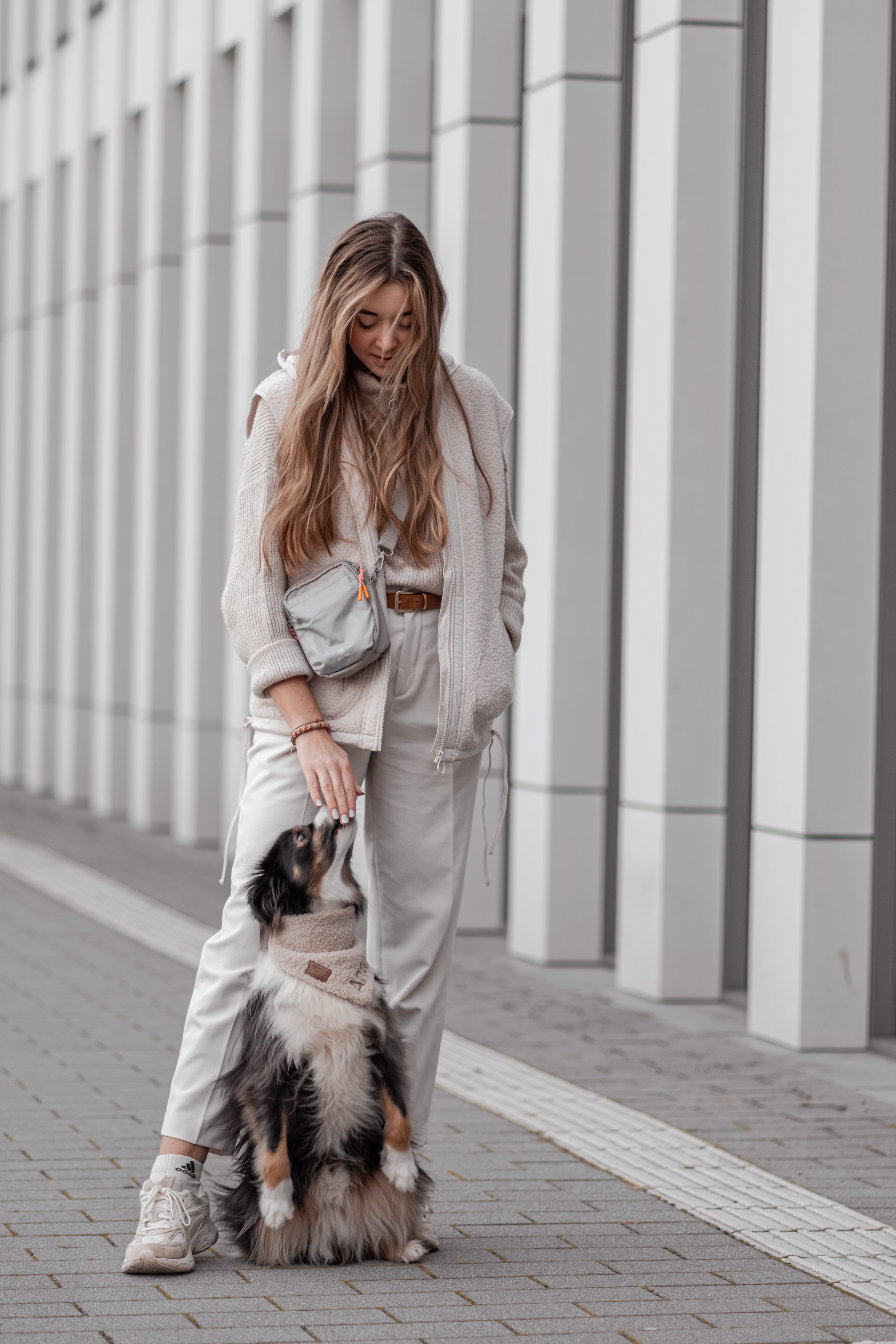 PALOPA Leckerlibeutel Greta Taupe Leckerlitasche Gassitasche zum Umhängen Bauchtasche