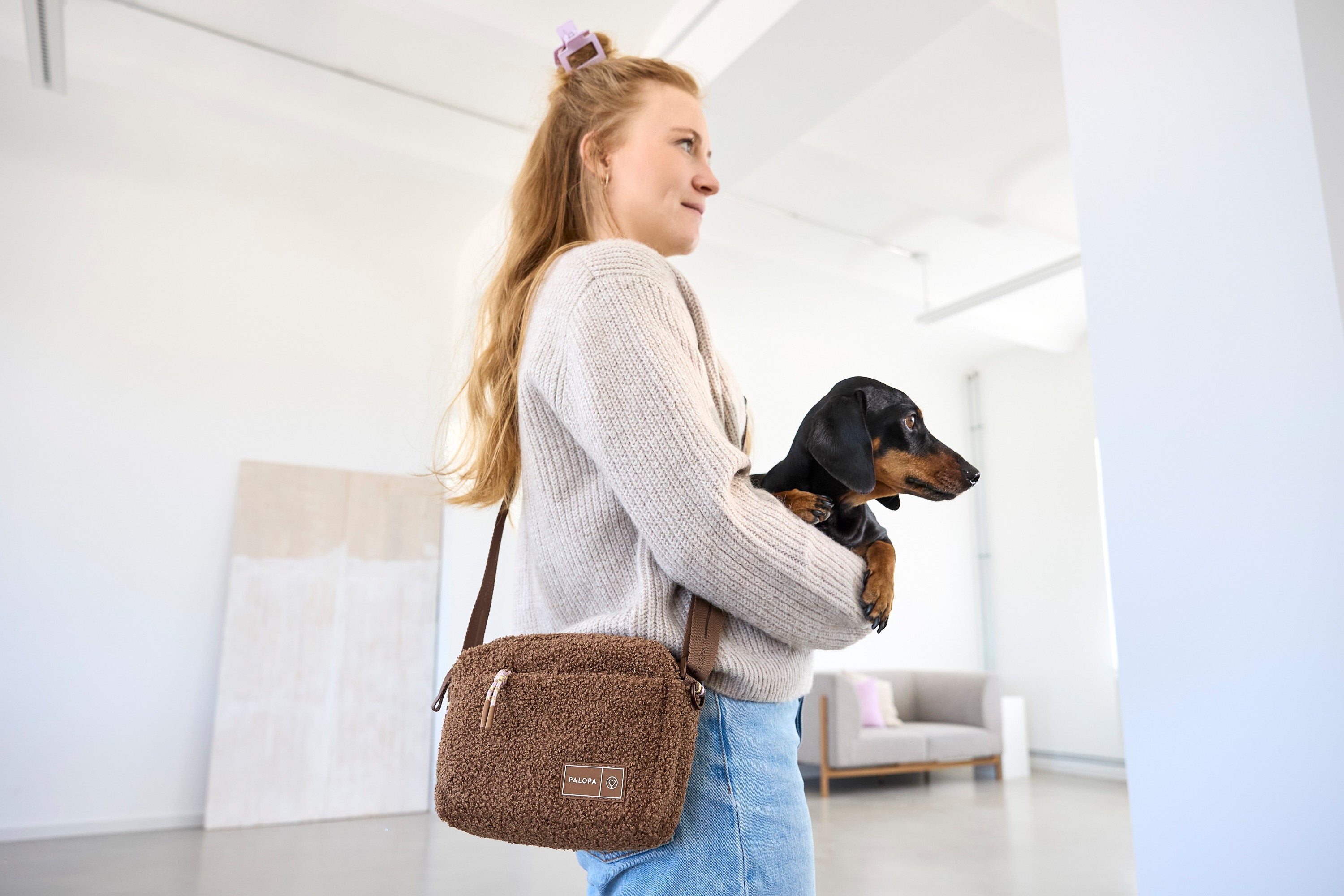 PALOPA Square Bag Noka Teddy-Fleece Brown - Limited Edition Leckerlitasche Teddyplüsch