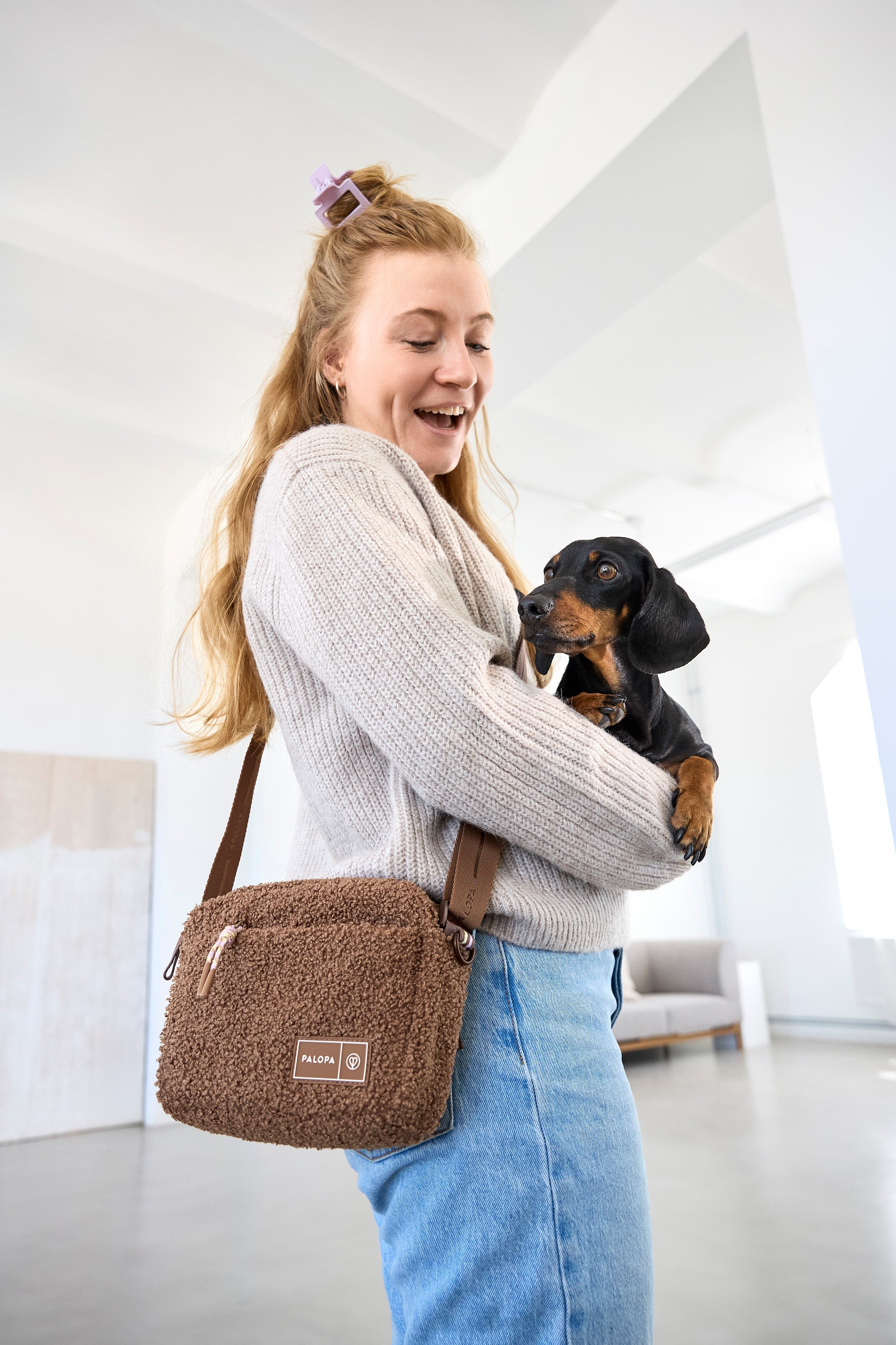 PALOPA Square Bag Noka Teddy-Fleece Brown - Limited Edition Umhängetasche Bouclé Teddyplüsch