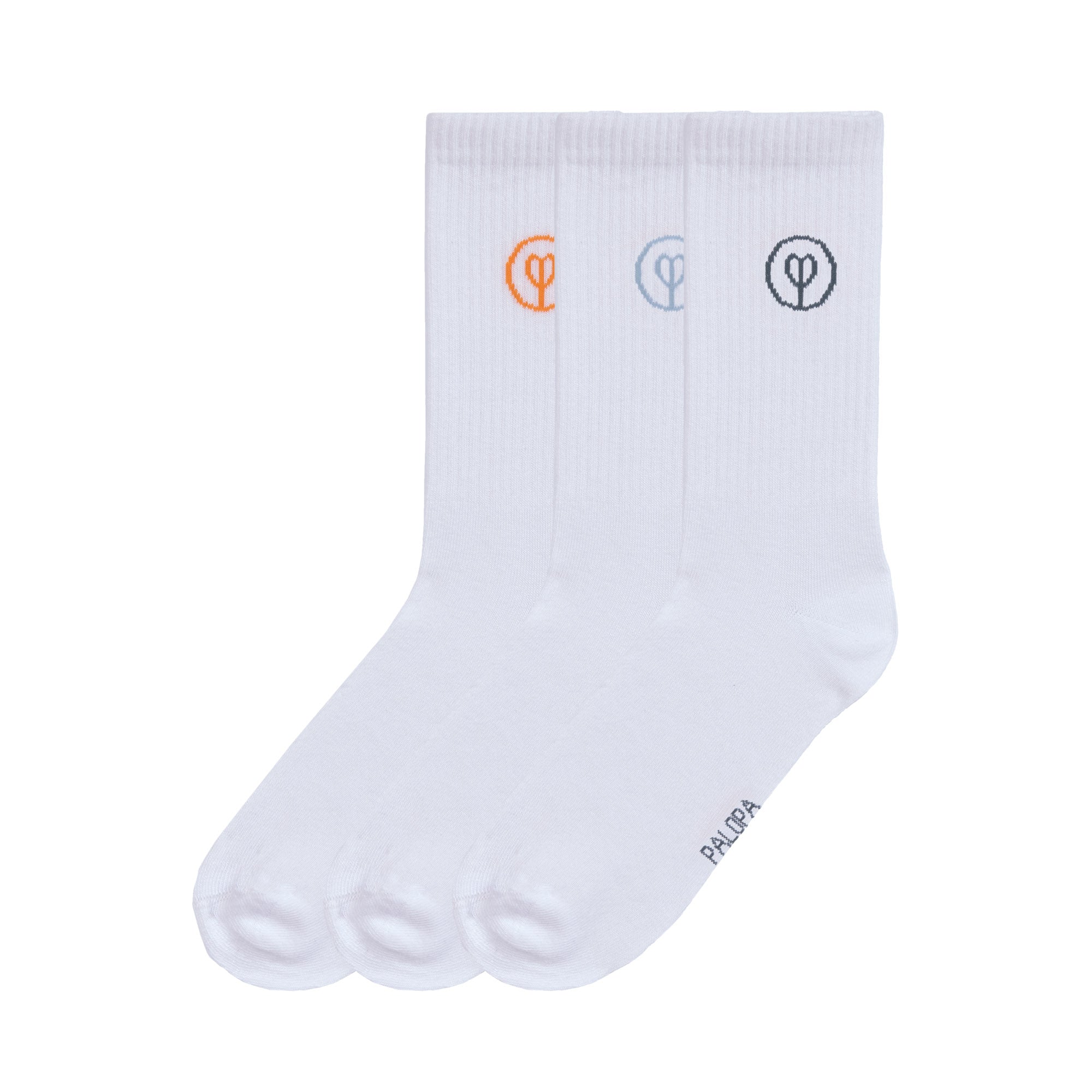 PALOPA Tennis Socken GOTS Logo Orange Blue Grey