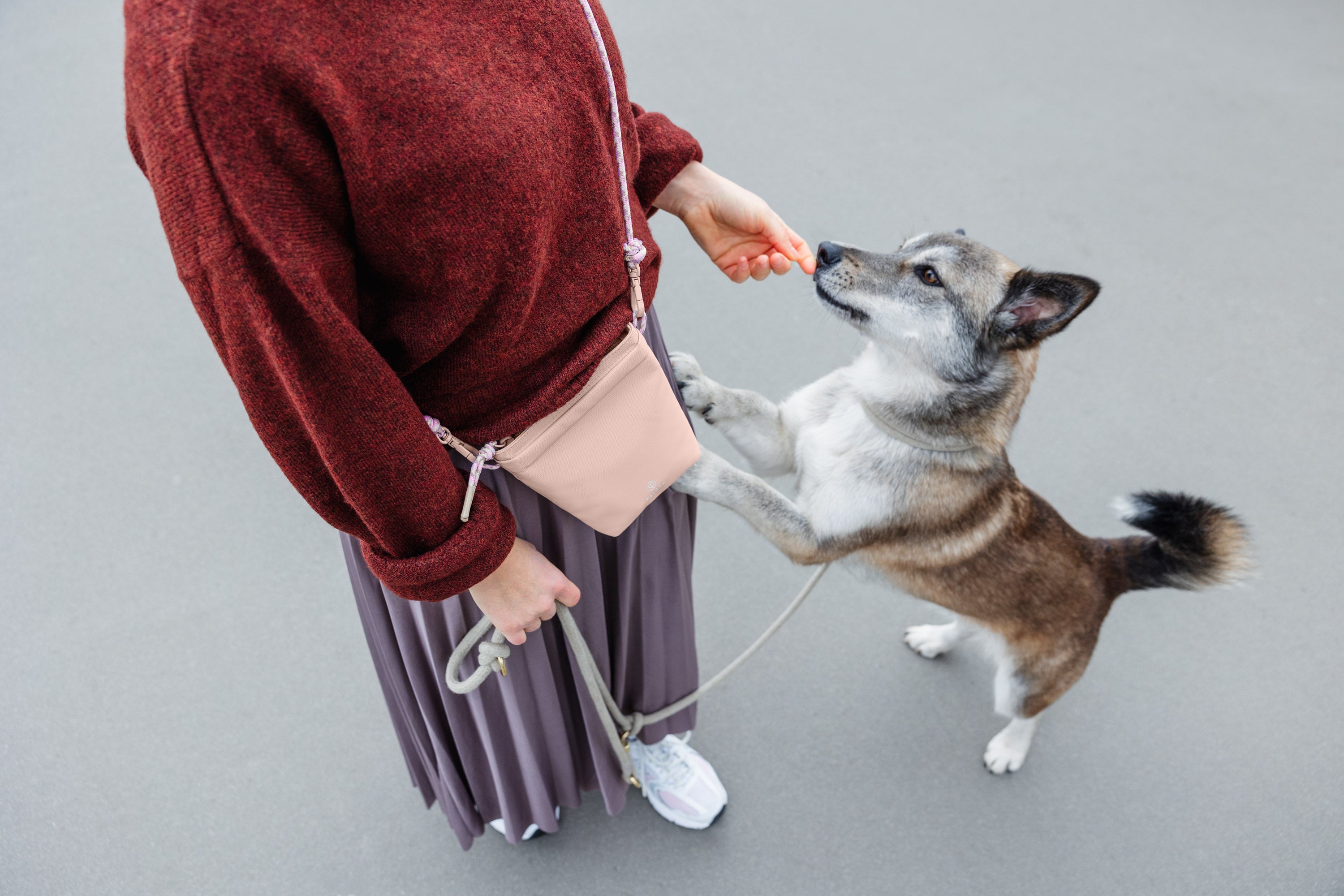 PALOPA Leckerlibeutel Karl Soft Pink Leckerlitasche Gassitasche Crossbody Bag für Hunde
