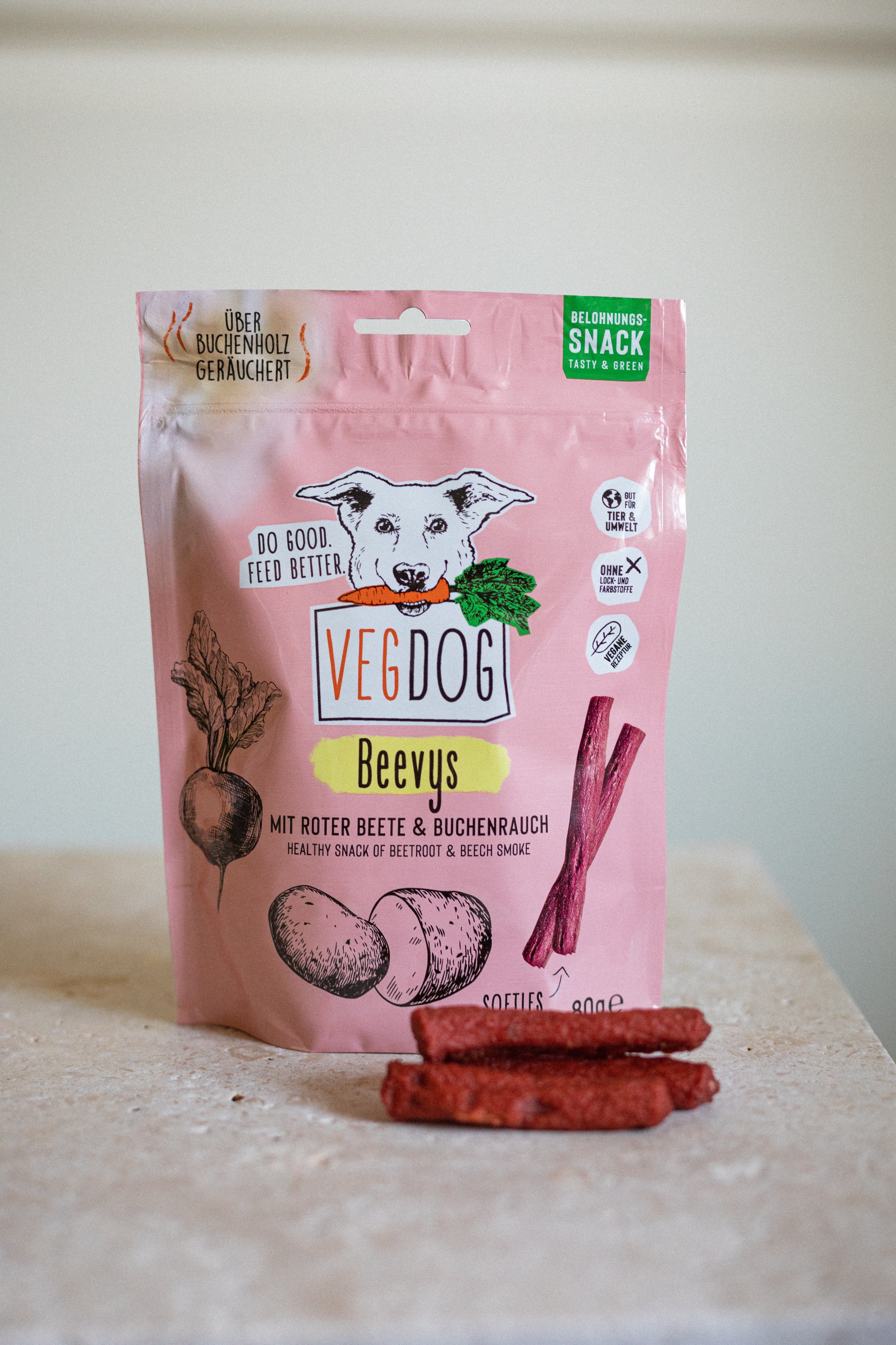 VEGDOG Beevys Vegane Snacks für Hunde Hundeleckerlis vegan Hundeleckerlis für Allergiker