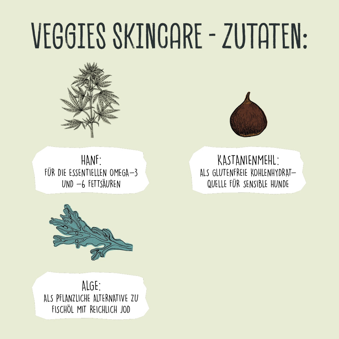 VEGDOG VEGGIES skincare Hundesnack für Allergiker vegan