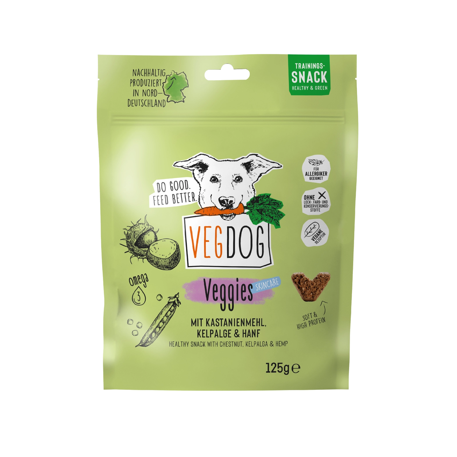 VEGDOG VEGGIES skincare Hundesnack pflanzlich für Allergiker