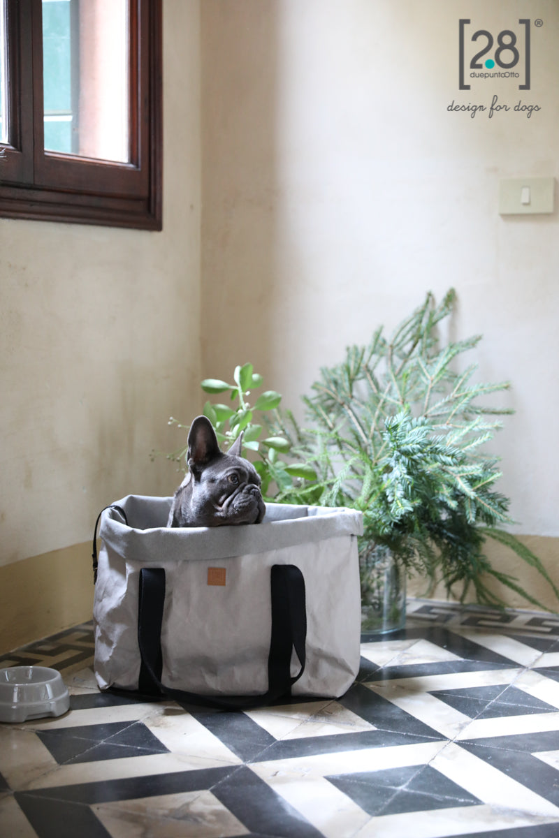 2.8 duepuntootto Dorothea Paper Dog Bag Grey Lining Canva Hundetasche fuer Hunde
