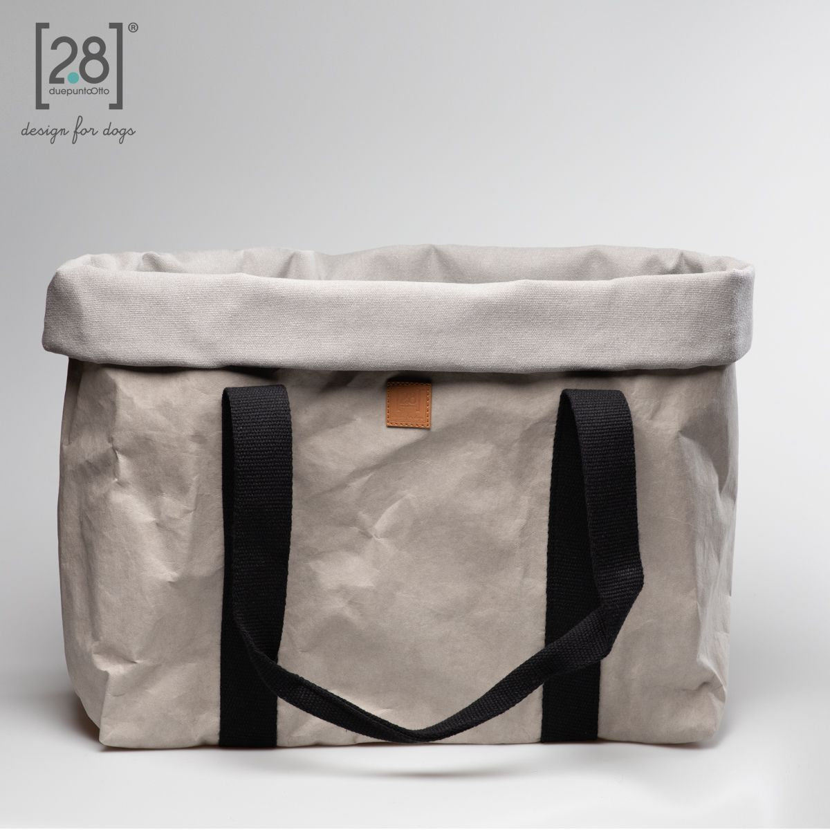 2.8 duepuntootto Dorothea Paper Dog Bag Grey Lining Canva Papier Hundetasche