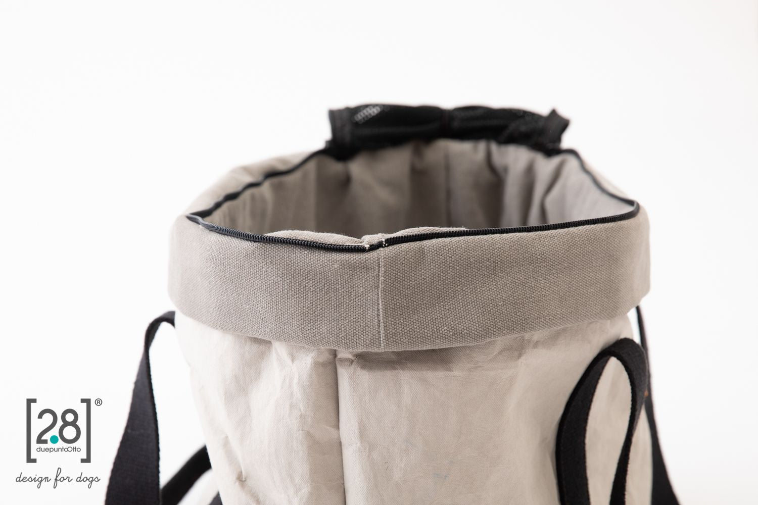 2.8 duepuntootto Dorothea Paper Dog Bag Grey Lining Canvas Hundetasche fuer unterwegs