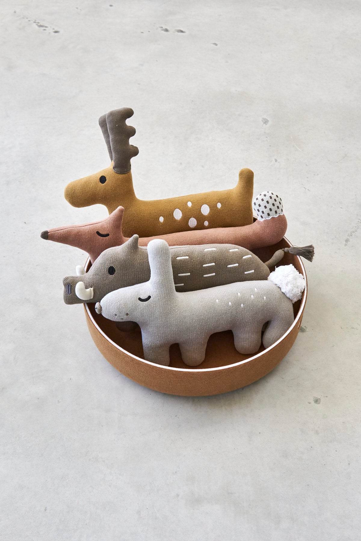 MiaCara Bosco Stofftier Fuchs Ziegel Reh Ocker Wildschwein Braun Hase Grau minimalistisches Hundespielzeug