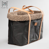 2.8 duepuntootto ANNIE paper dog bag black boucle wool Designer Hundereisetasche