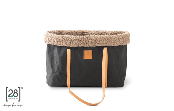 2.8 duepuntootto ANNIE paper dog bag black boucle wool Hundereisetasche fuer kleine Hunde
