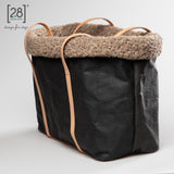 2.8 duepuntootto ANNIE paper dog bag black boucle wool hochwertige Hundereisetasche