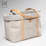 2.8 duepuntootto ANNIE paper dog bag grey canvas Hundereisetasche mit Kunstleder