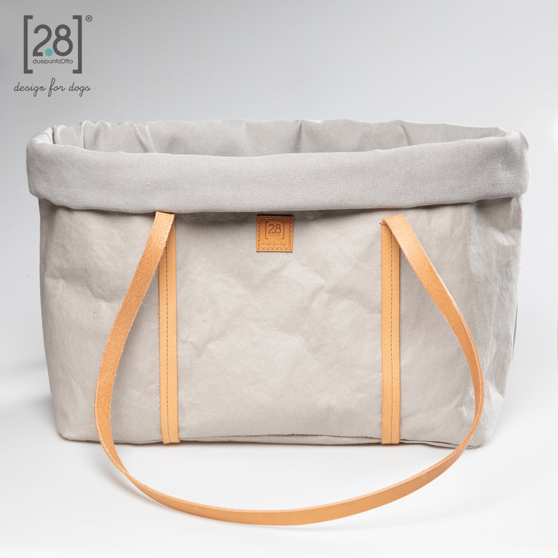 2.8 duepuntootto ANNIE paper dog bag grey canvas graue Hundereisetasche