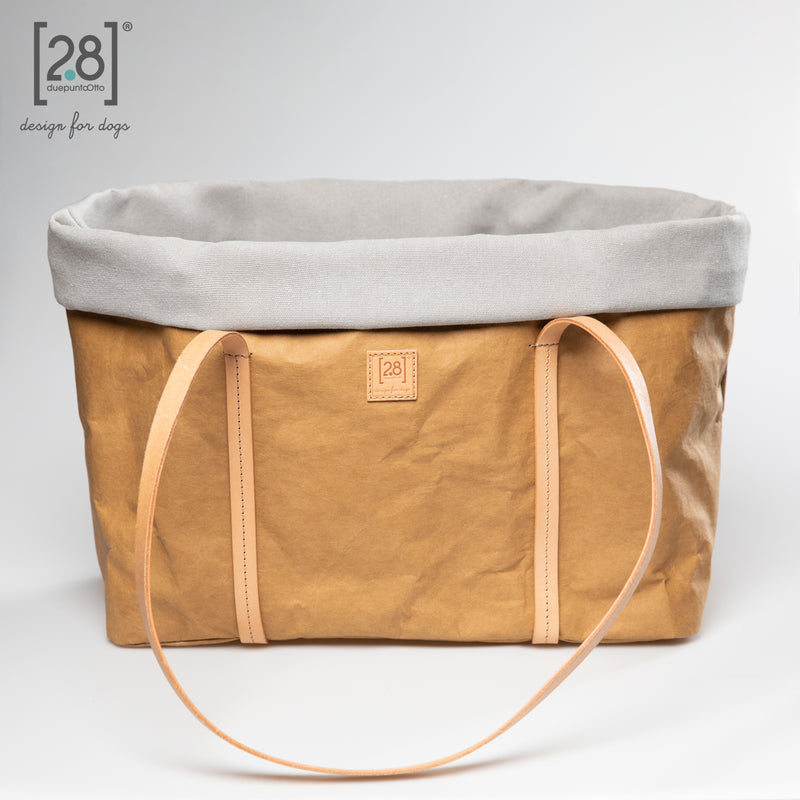 2.8 duepuntootto ANNIE paper dog bag havana canvas nachhaltige Hundereisetasche