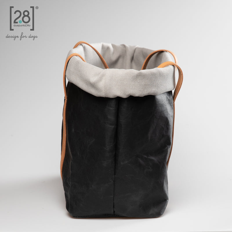 2.8 duepuntootto ANNIE wax paper dog bag black canvas Designer Hundereisetasche