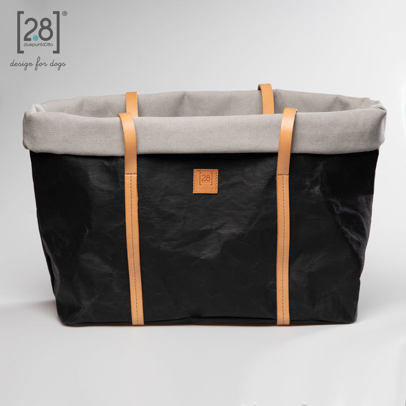 2.8 duepuntootto ANNIE wax paper dog bag black canvas moderne Hundereisetasche