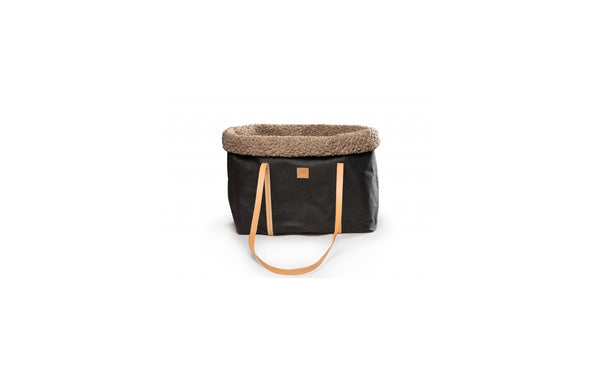 2.8 duepuntootto ANNIE Wax Paper Dog Bag Black Boucle Wool wasserfeste Hundereisetasche