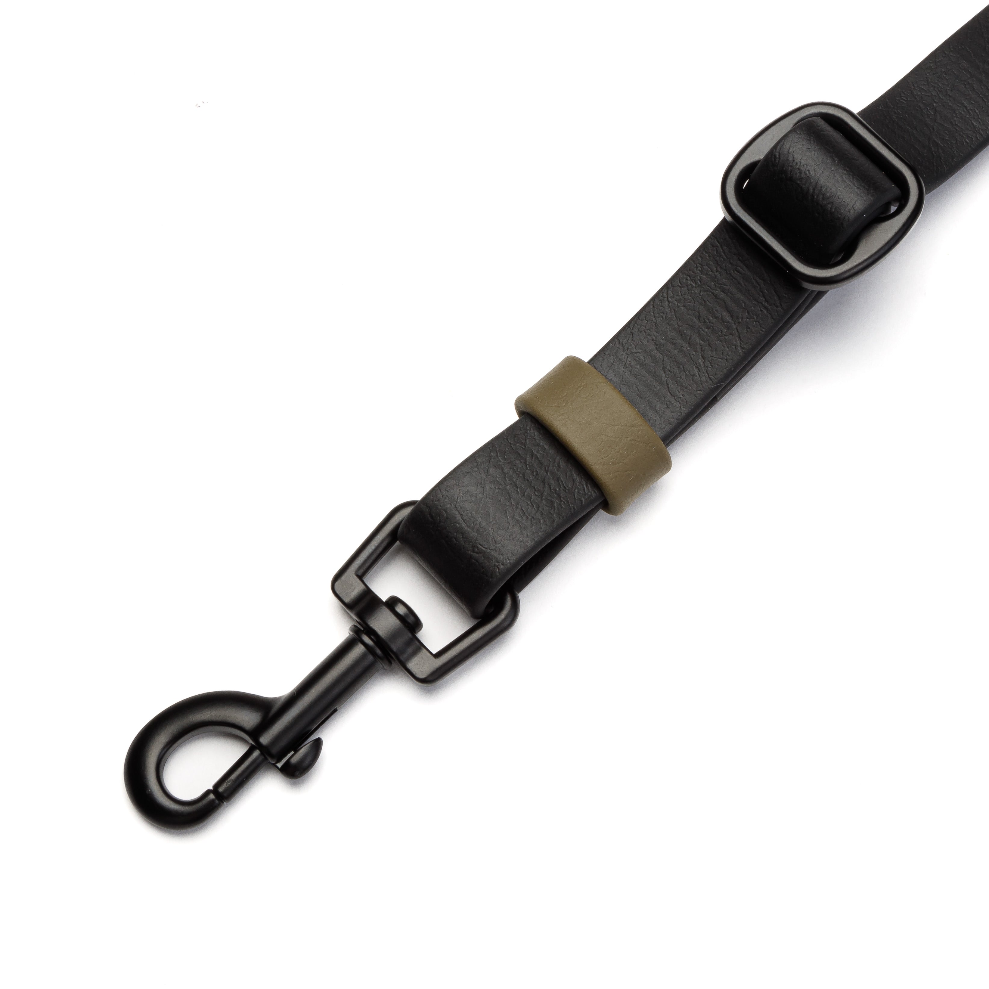 Cloud7 Freihandleine BioThane Ipanema Schwarz-Olive Hundeleine verstellbar zum Umhängen