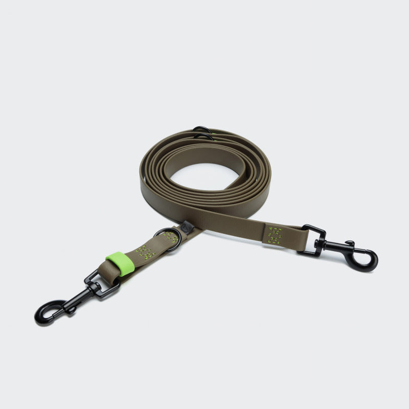 Cloud7 Hundeleine BioThane Ipanema Olive Neongruen verstellbare Hundeleine
