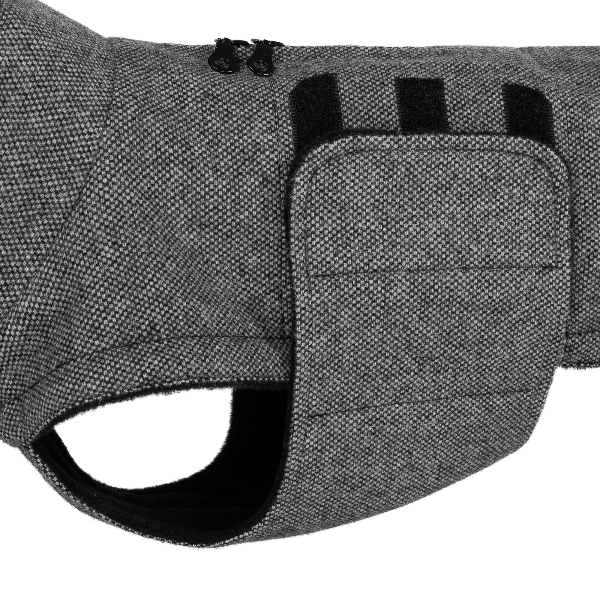 Cloud7 Hundemantel Brooklyn Dackel Tweed Black Hundewintermantel wasserabweisend