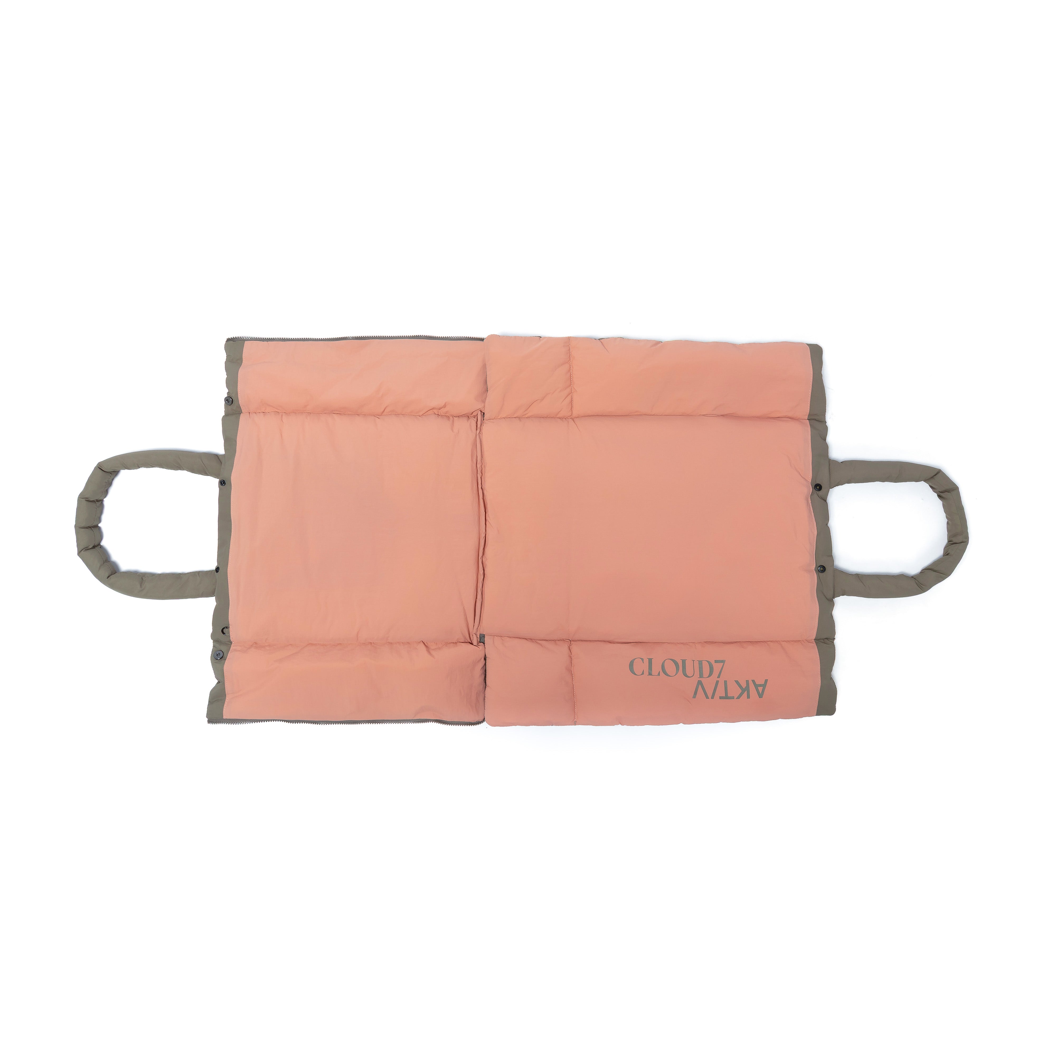 Cloud7 Hundereisebett & Tote Bag AKTIV Puffer Khaki/Peach Hudnereisebett für unterwegs 
