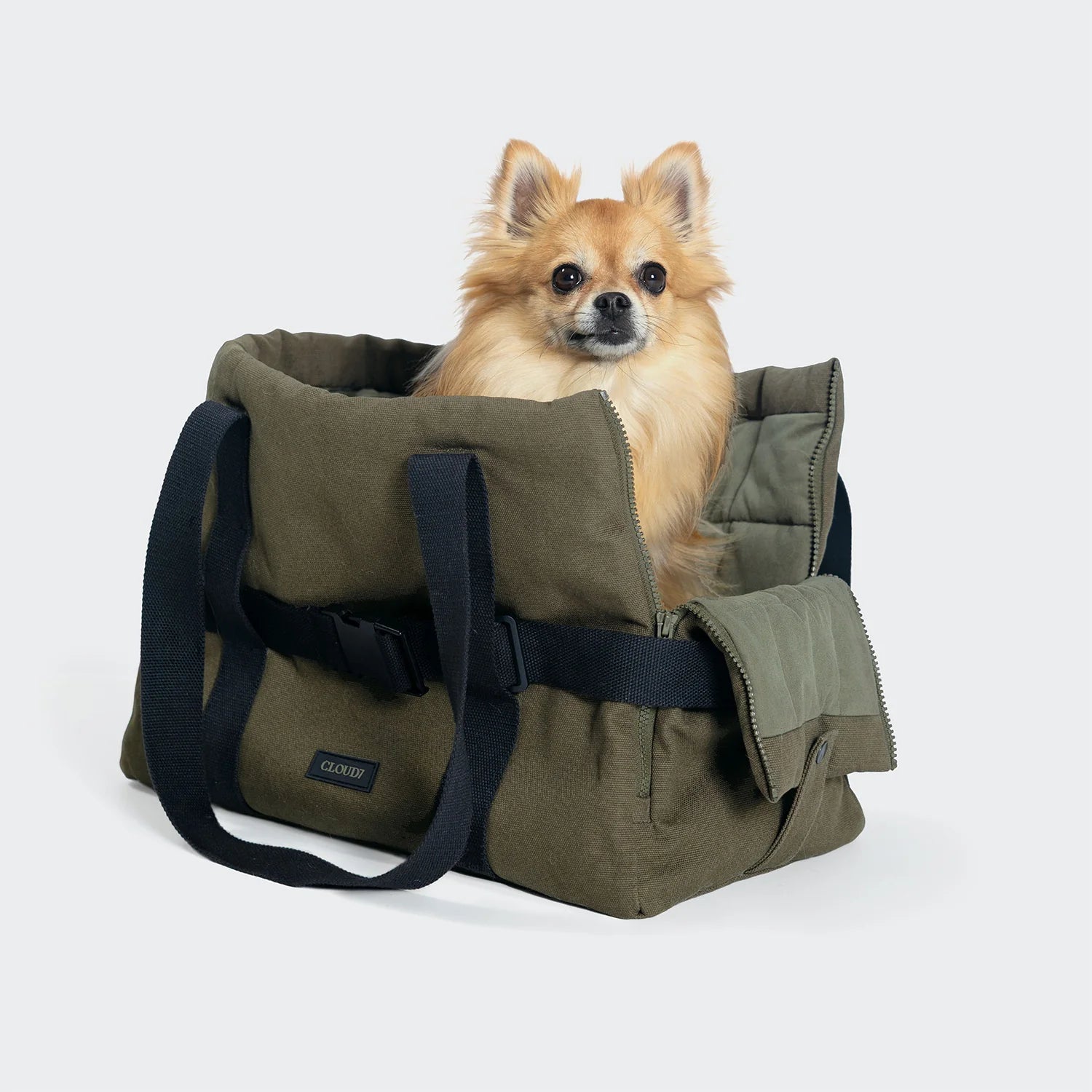 Cloud7 Hundetasche Turin Canvas Olive Hundetragetasche für unterwegs