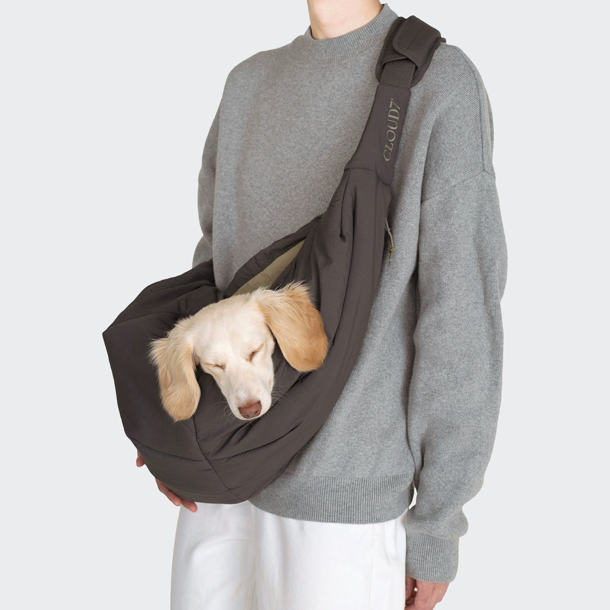 Cloud7 Hundeumhängetasche LTTL Puffer Dark Grey Khaki Hundetasche für kleine Hunde